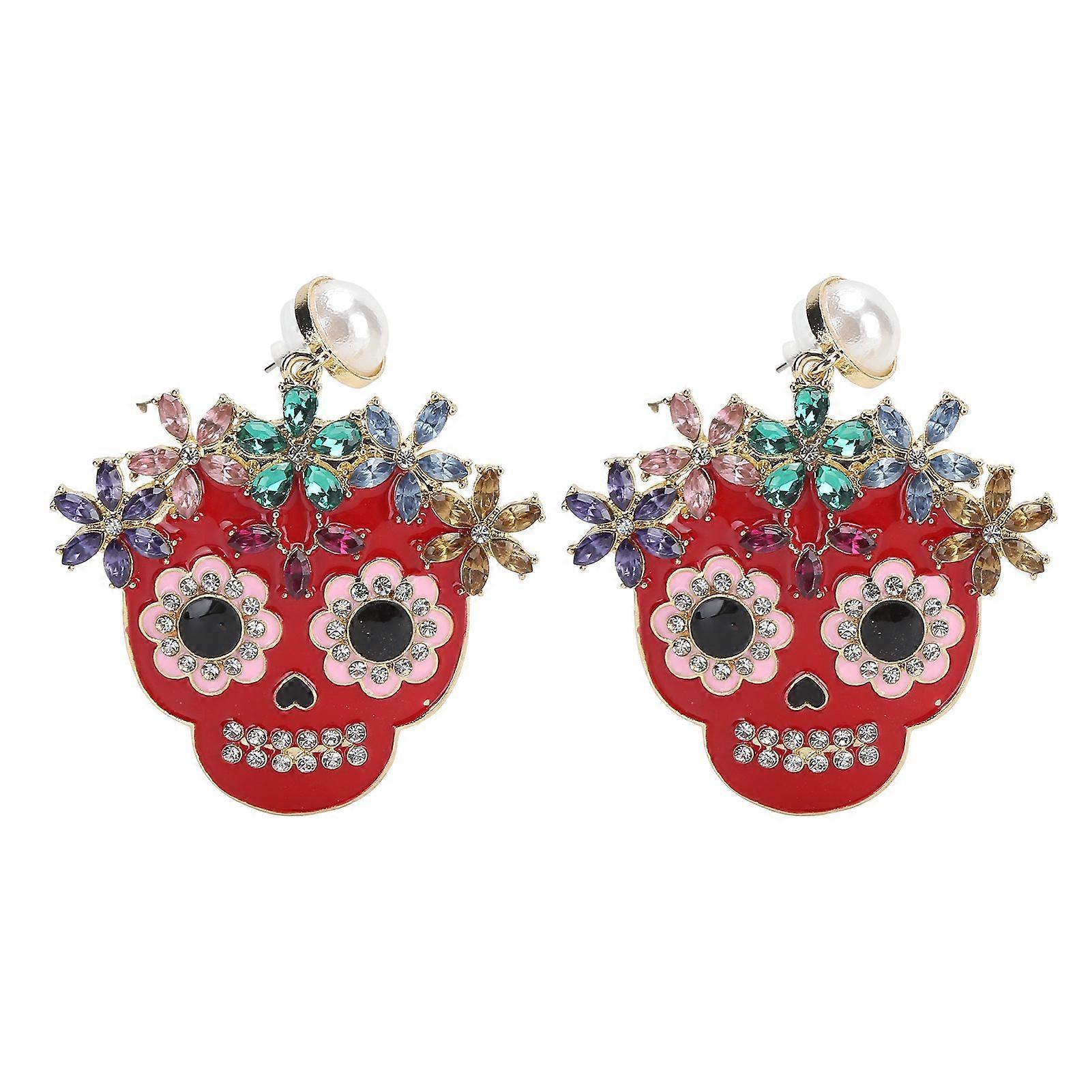 2025 Latest Model  Skull Earrings Exaggerated Style Rhinestone Ear Studs