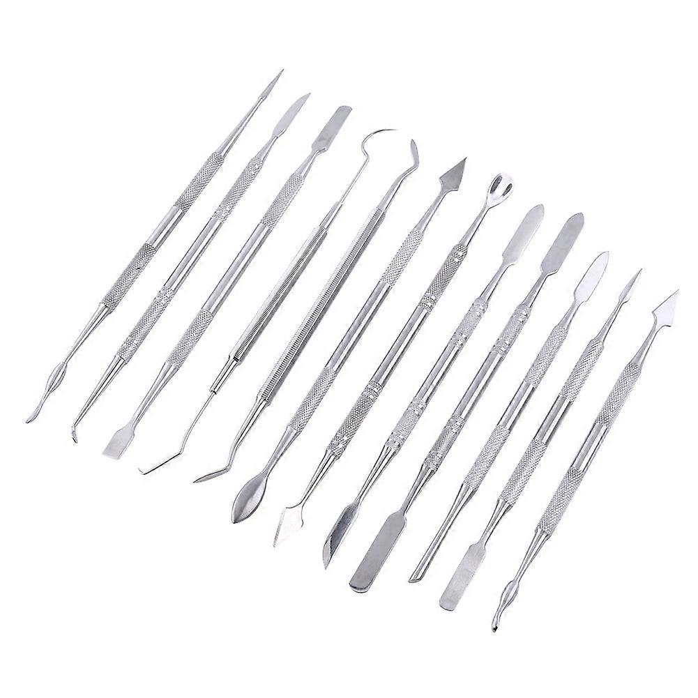 2025 أحدث طراز 12 قطعة من الفولاذ المقاوم للصدأ على الوجهين مجموعة أدوات نحت الشمع