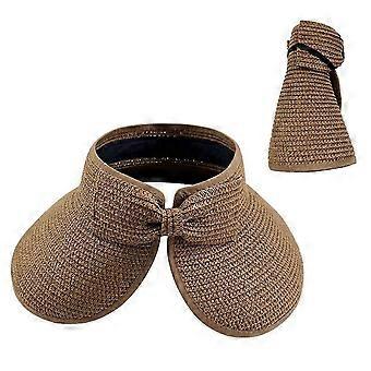 Vrouwen zonnekleppen opvouwbare strohoeden zomer strand inpakbare hoed floppy brede rand cap diepe stijl, verstelbare grootte