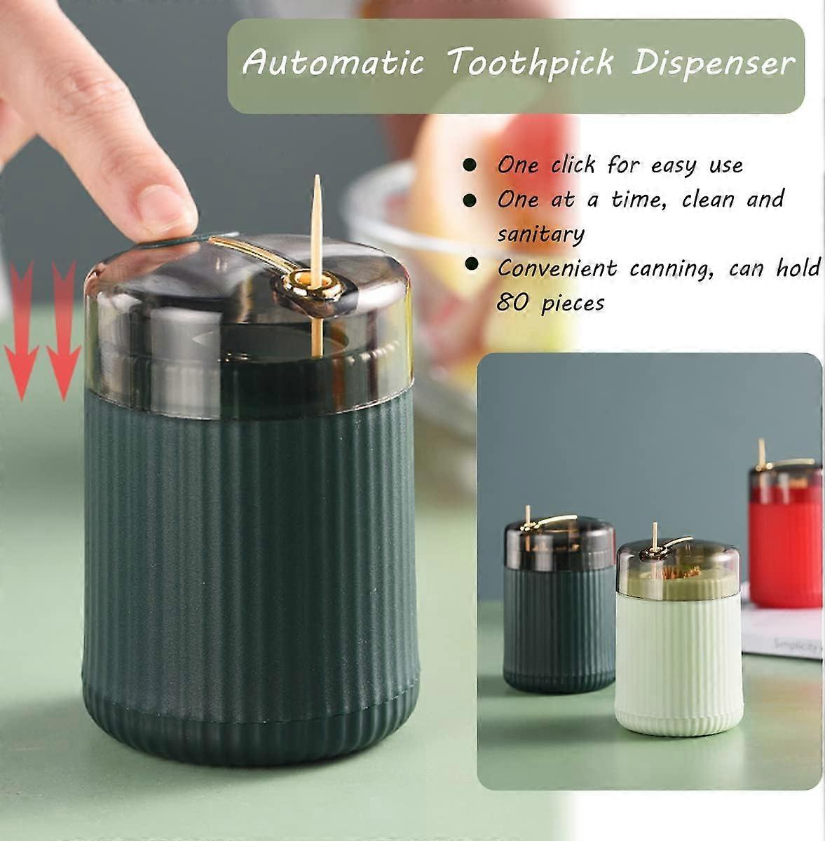 Premium Automatic Toothpick Dispenser, Portable Creative Toothpick Holder Dispenser(Dark Green)