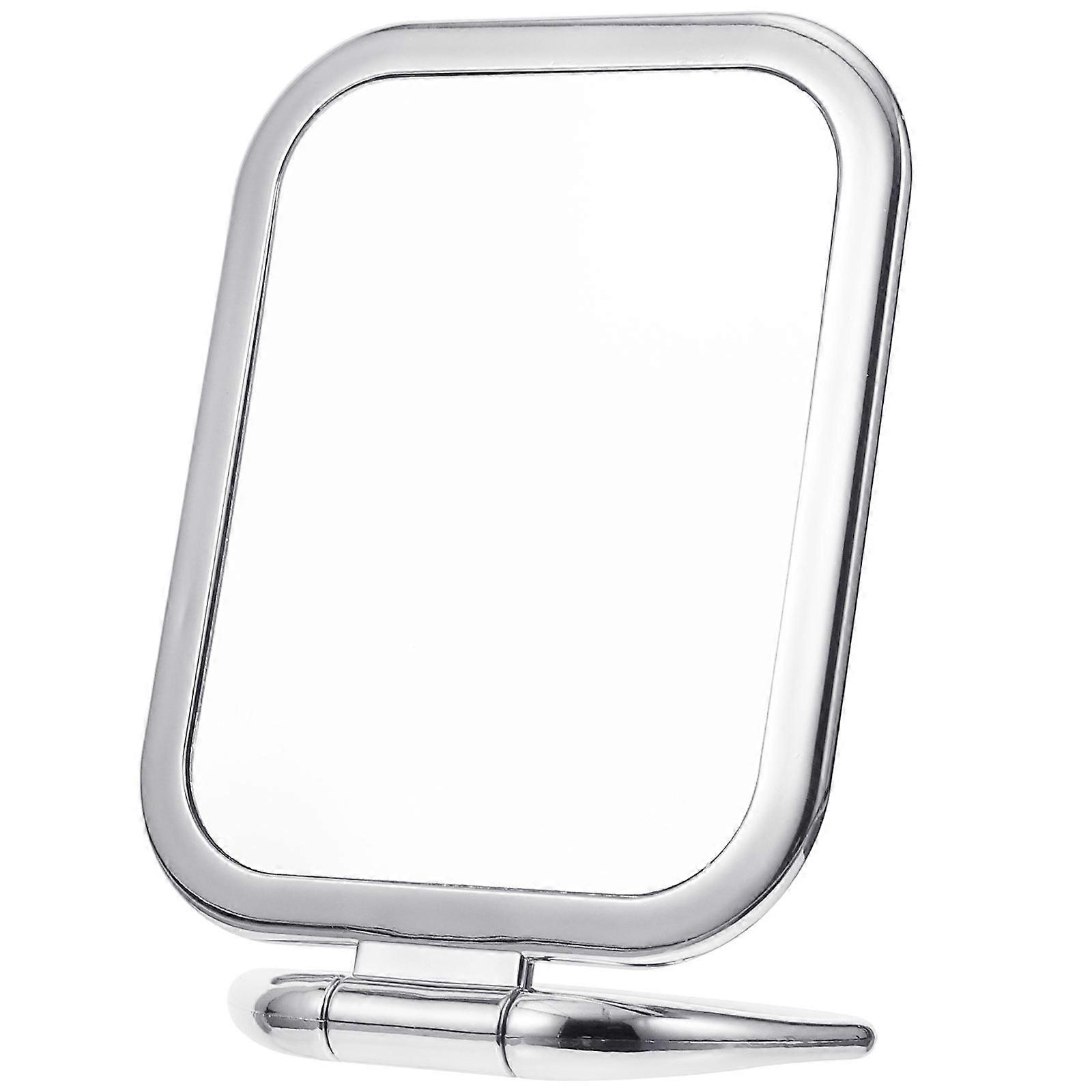 Double Sided Folding Makeup Mirror with Magnifying Side, Portable Vanity Mirror for Eyebrow Trimming, Styling, and Facial Care – Silver Finish
