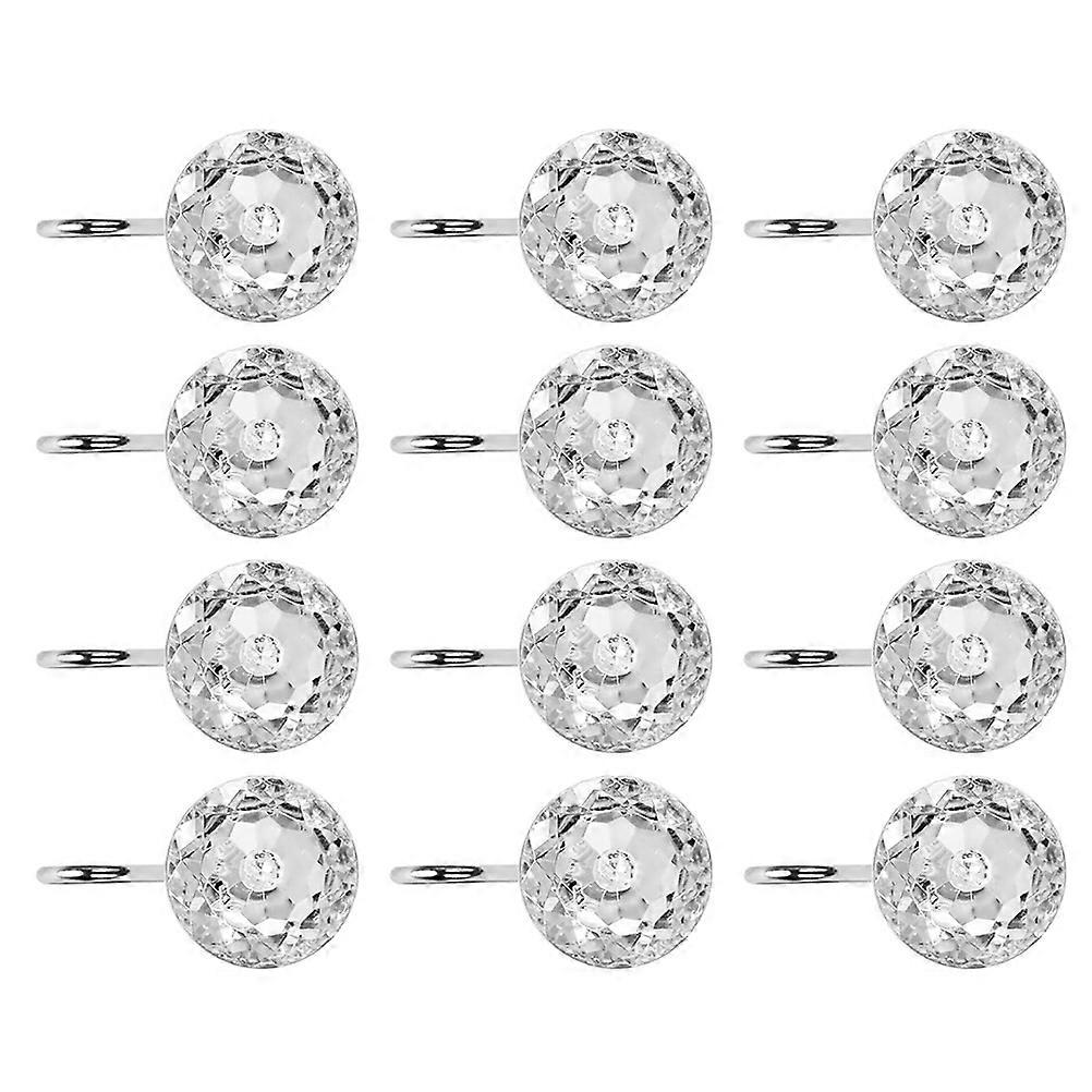 12pcs Acrylic Shower Curtain Hooks, Transparent Crystal Decorative Hanging Hooks for Bathroom and Window Drapery, Lightweight