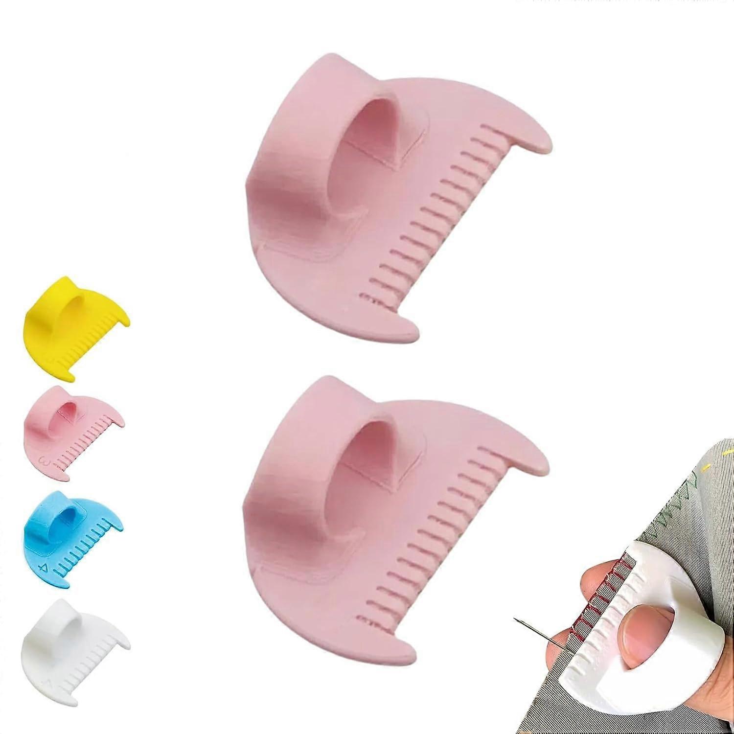 Kantenstichschloss Nählehre Set – Mini 3 mm Näh-Fingerlineal, 4/3 mm Nähschablonen, Rosa Nähnadellehre für Maschinennähen