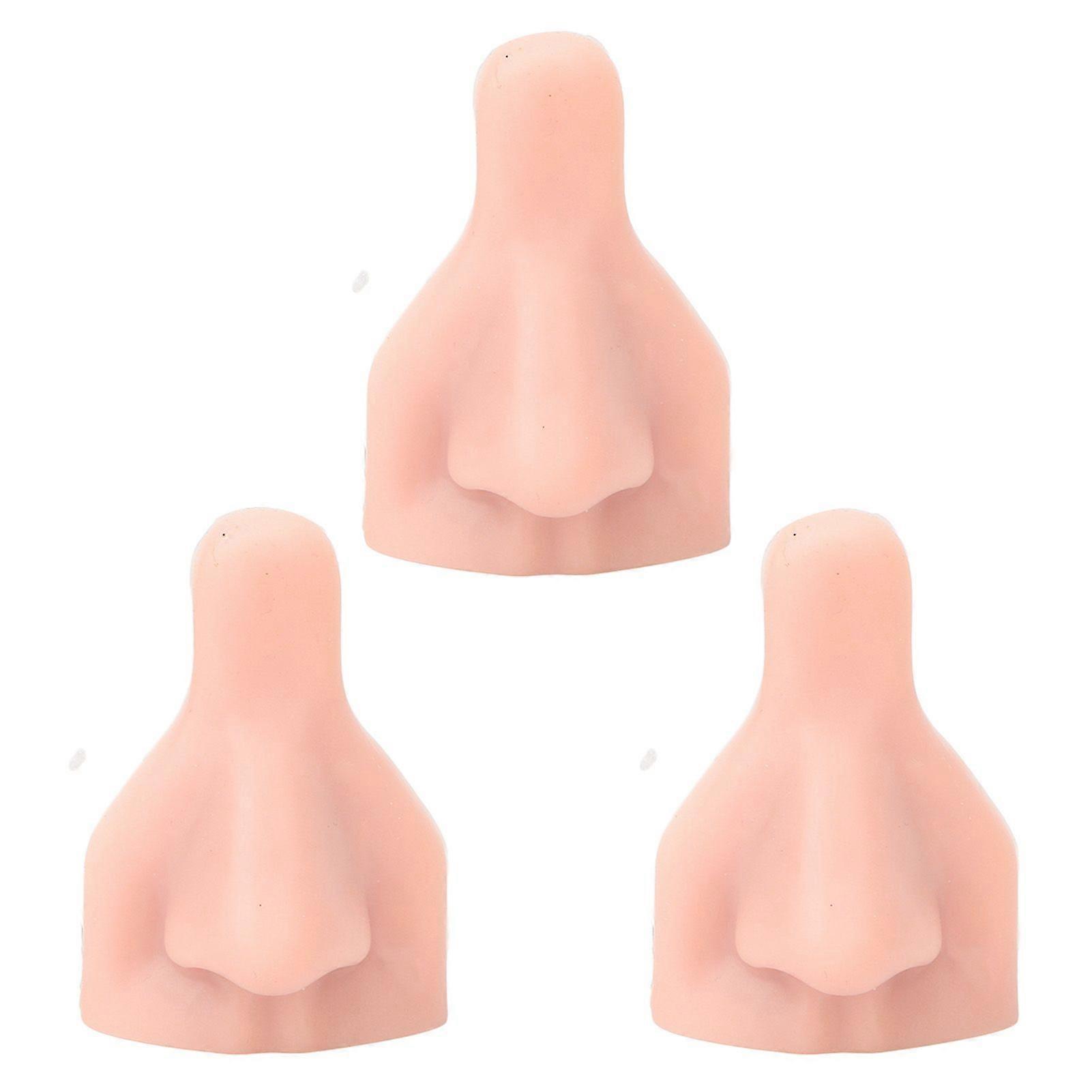 3PCS Silicone Nose Model Soft Flexible Reusable Simulation 3D Silicone Nose Model for Practice Teaching Light FleshcolorYMMR)