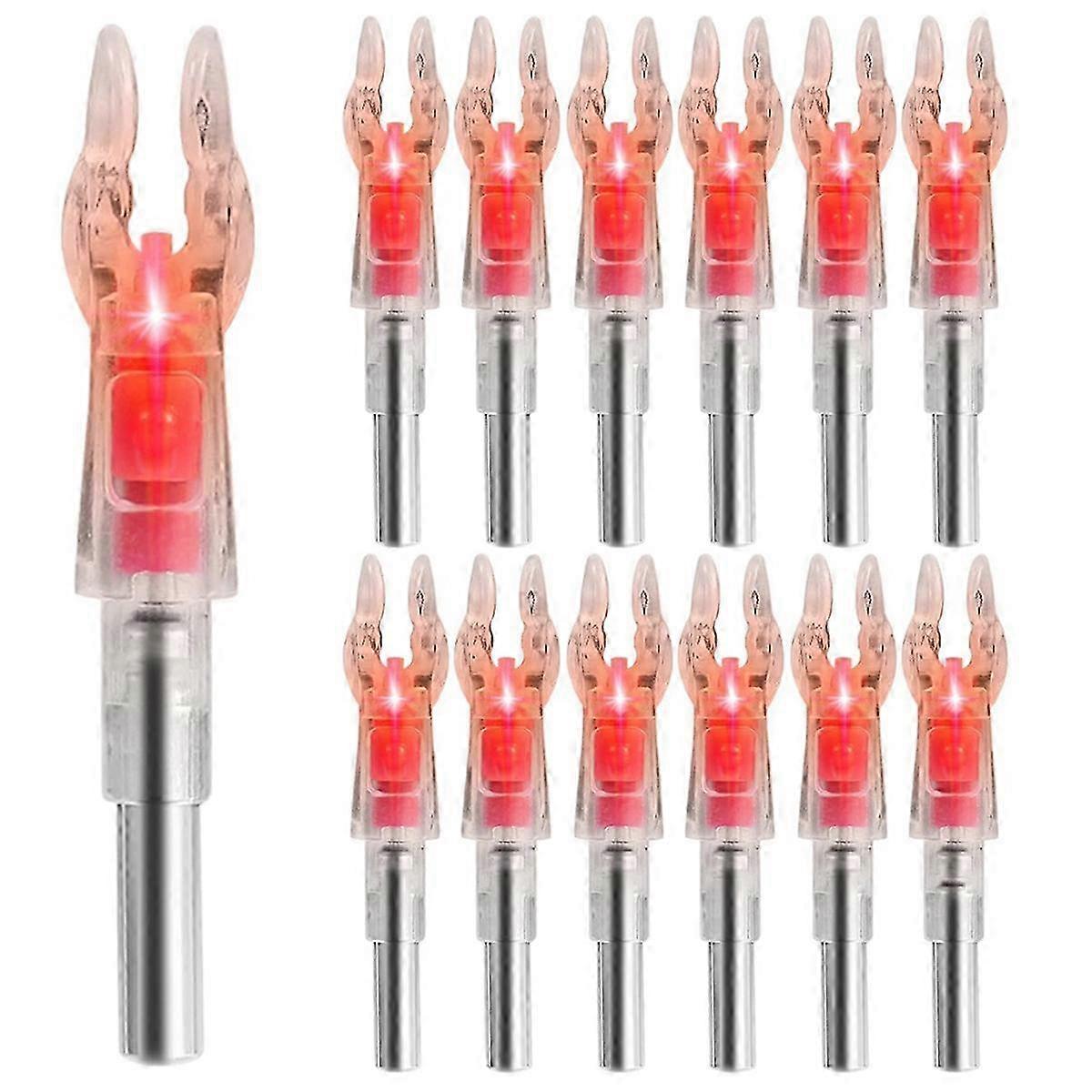 12PCS Lighted Nocks for Arrows with .204 Inside Diameter, High-Visibility Lighted Nocks, Lighted Arrows Nocks--Red