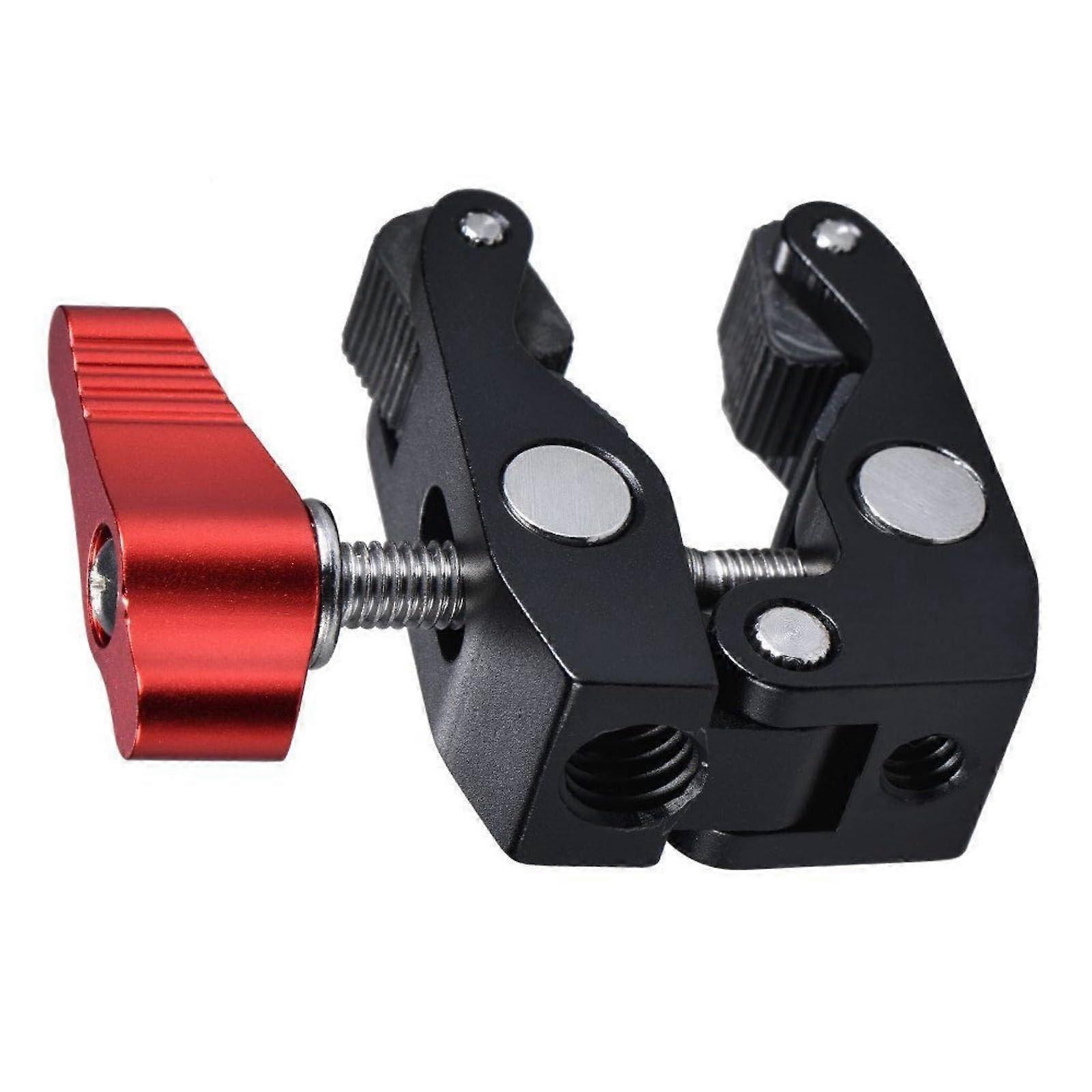 Metal camera mounting clamp with 1/4 and 3/8 screw holes for tripod and stabilizer clamp