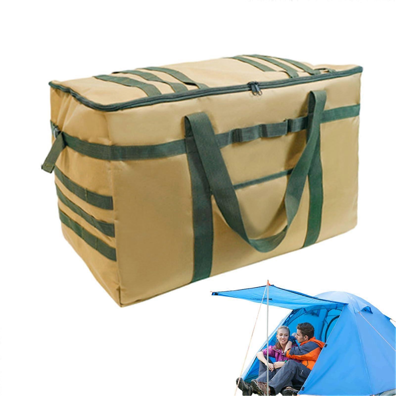 Camping Cookware Storage Bag, Large Storage Bag with Handle Trunk Organizer for Hiking, Hunting, Camping, Travel Storage for Moving, Travel Khaki