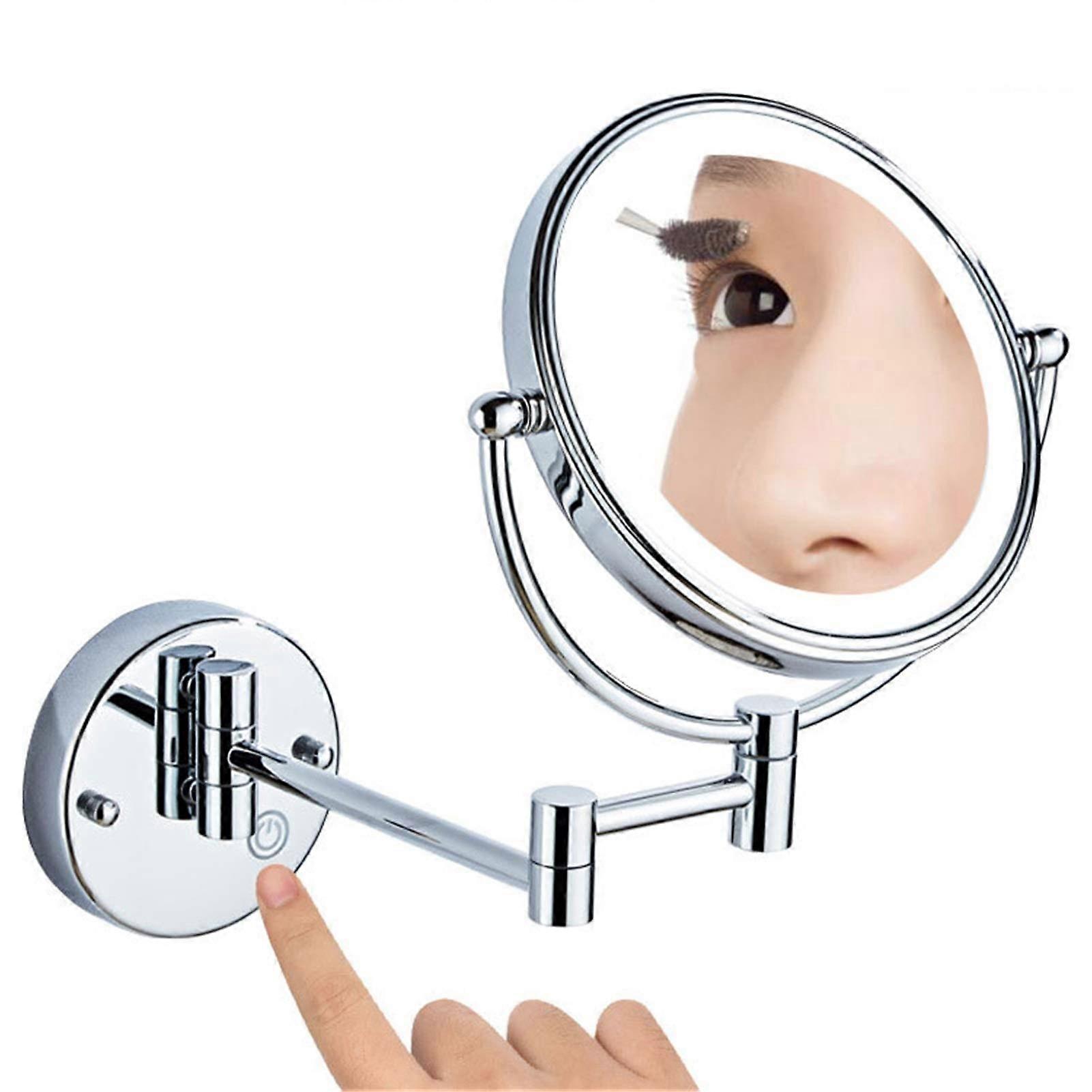Wallmounted cosmetic mirror with extendable 360degree rotation, bathroom shaving mirror, 8inch makeup mirror.