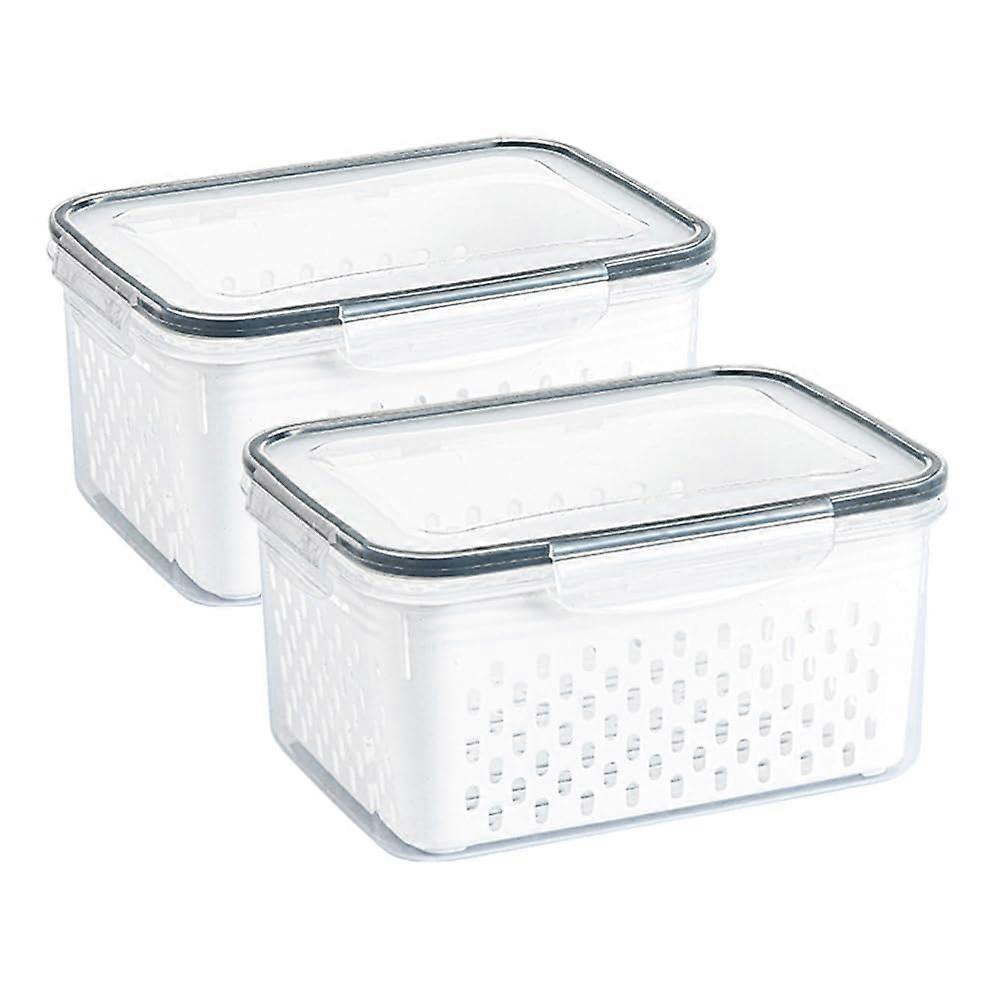 2piece refrigerator storage box, 1750ml, airtight containers, doublelayer crisper box