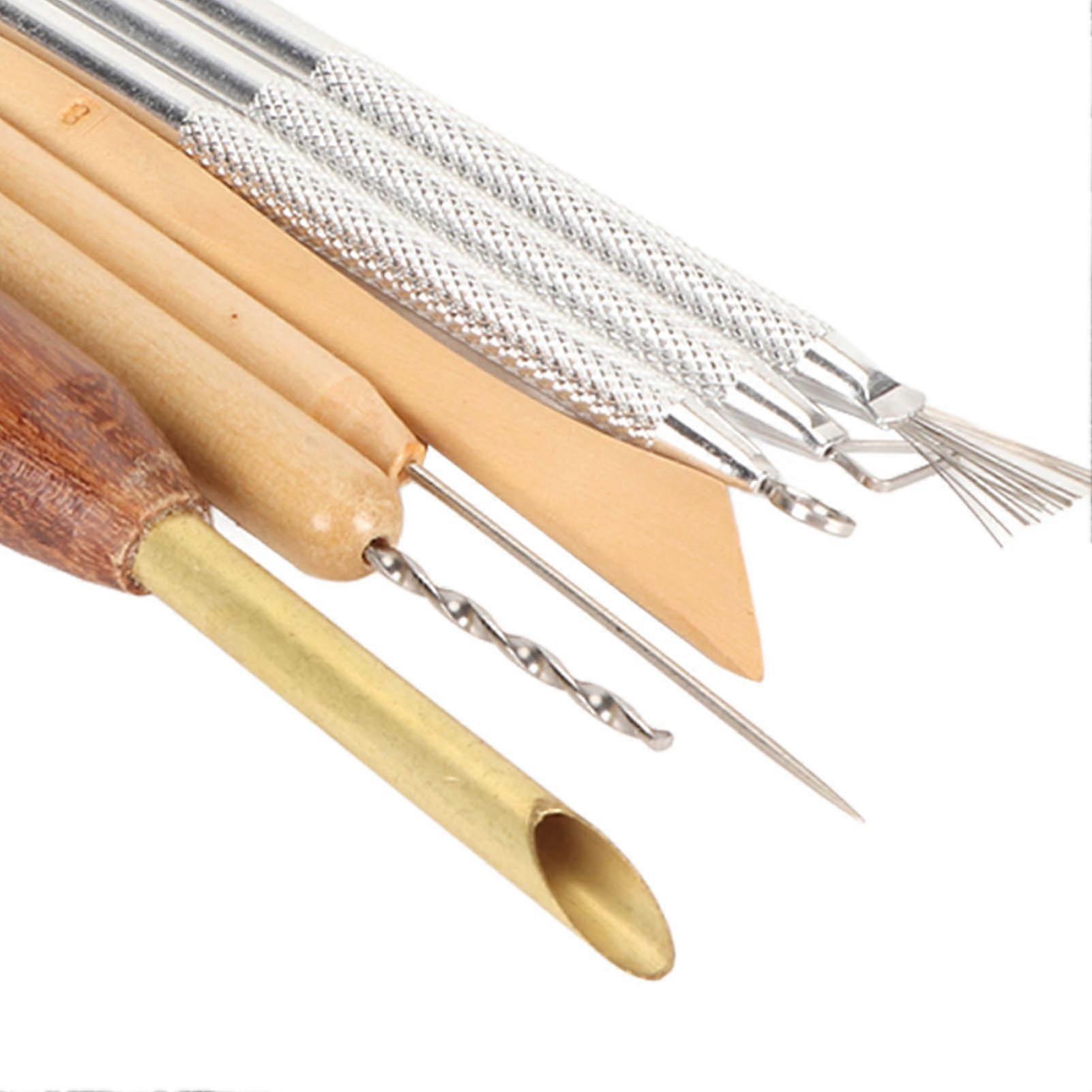 7Pcs Clay Sculpting Tools Brass Stainless Steel Flexible Wooden Handle Modeling Clay Tools for Carving Craft DIY