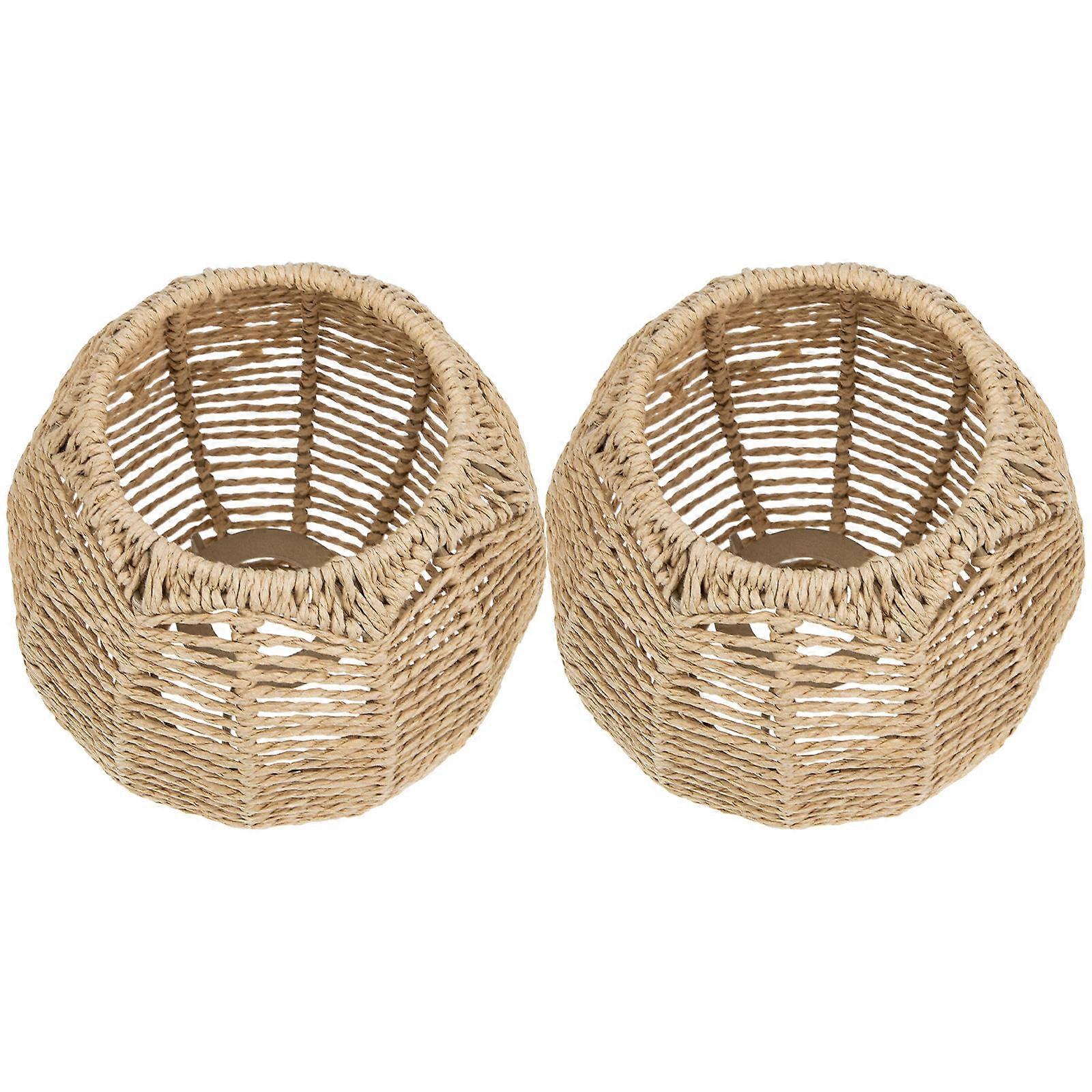 Warm Lantern Set with Imitation Hemp Rope Material for Home Use Light Brown Color