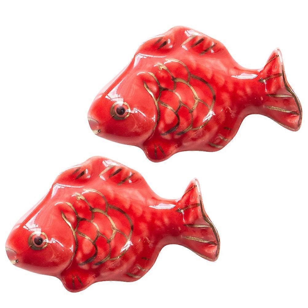 Red Goldfish Ceramic Chopstick Rack Holder for Kitchen Tableware Cute Lifelike Design, Prevents Rolling, Keeps Dining Table Clean