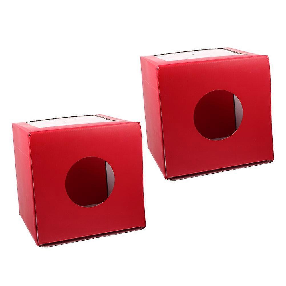 Red Paper Raffle Boxes with Slot for Fundraising Events Reusable and User Friendly Small Size