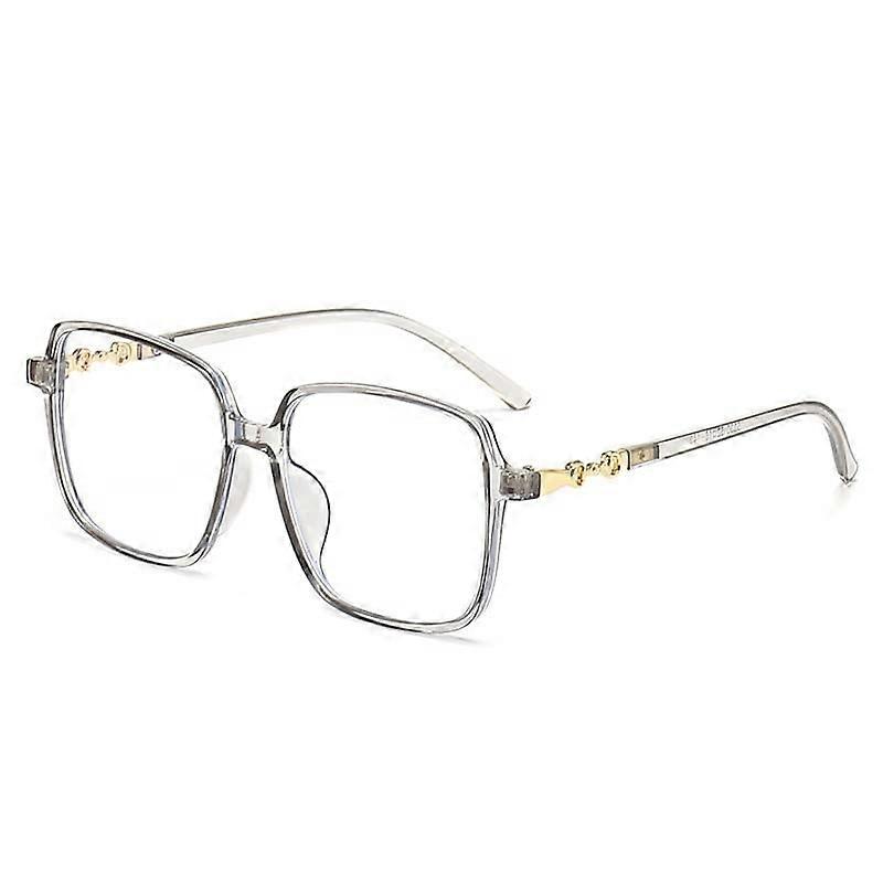 Oversized Square Reading Glasses, Large Computer Glasses Against Eye Strain, Blue Light Blocking Reading Glasses (Color: LightGray, Size: 0.00)