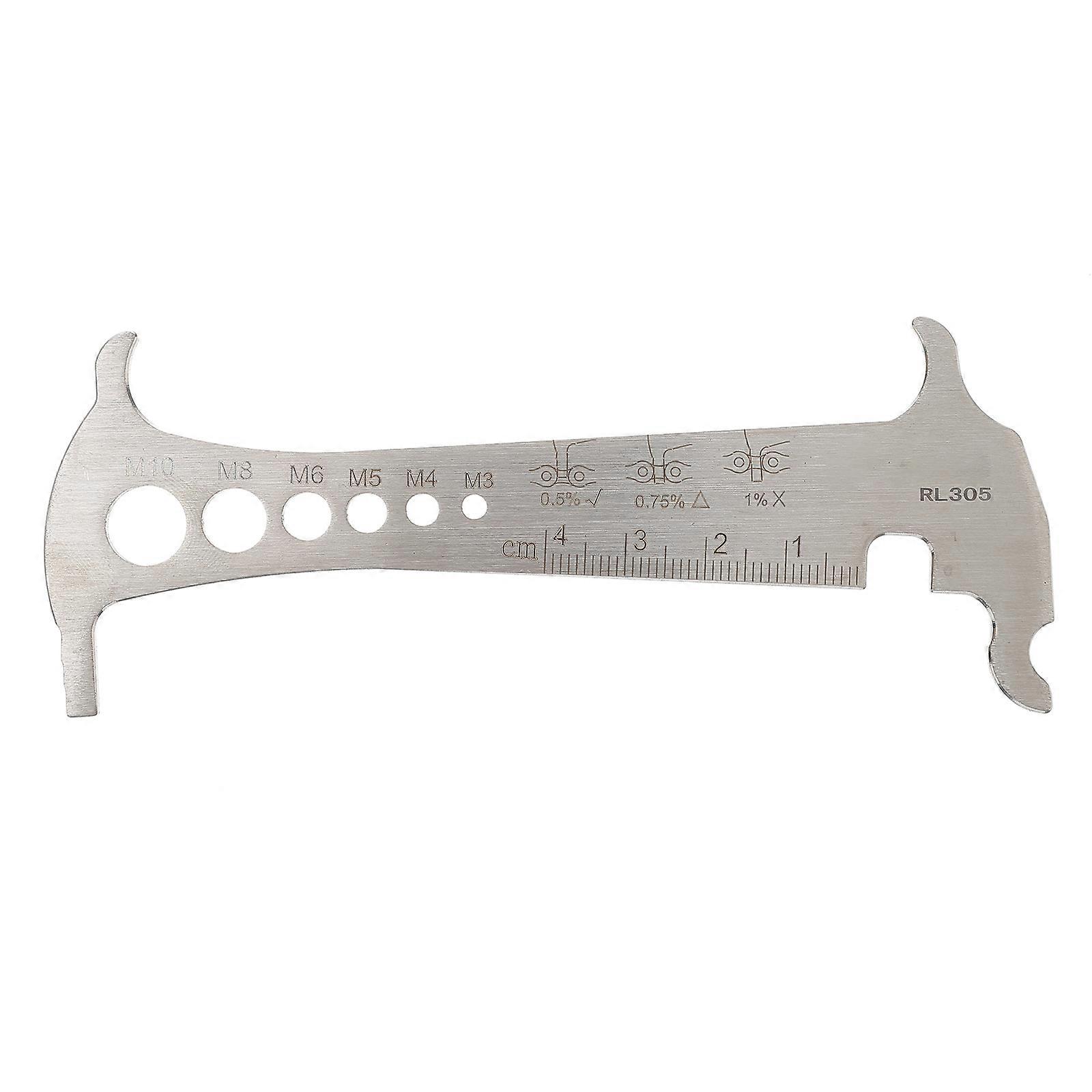 Bike Chain Wear Indicator Tool in Stainless Steel Silver for Measuring Chains 3 in 1