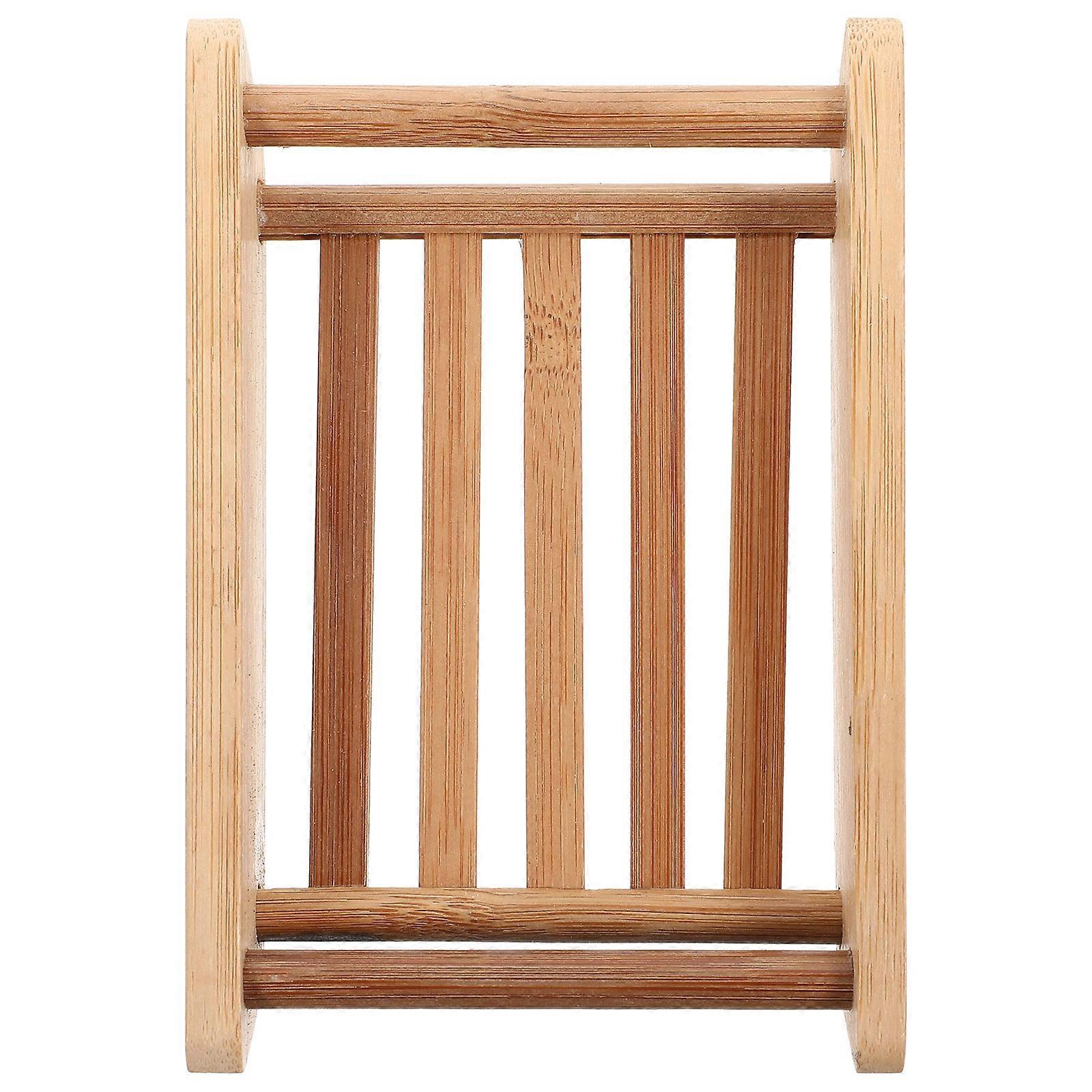 Bamboo Soap Dish Holder for Bath Soap Storage Shelf with Drain Rack Design 1 Pc