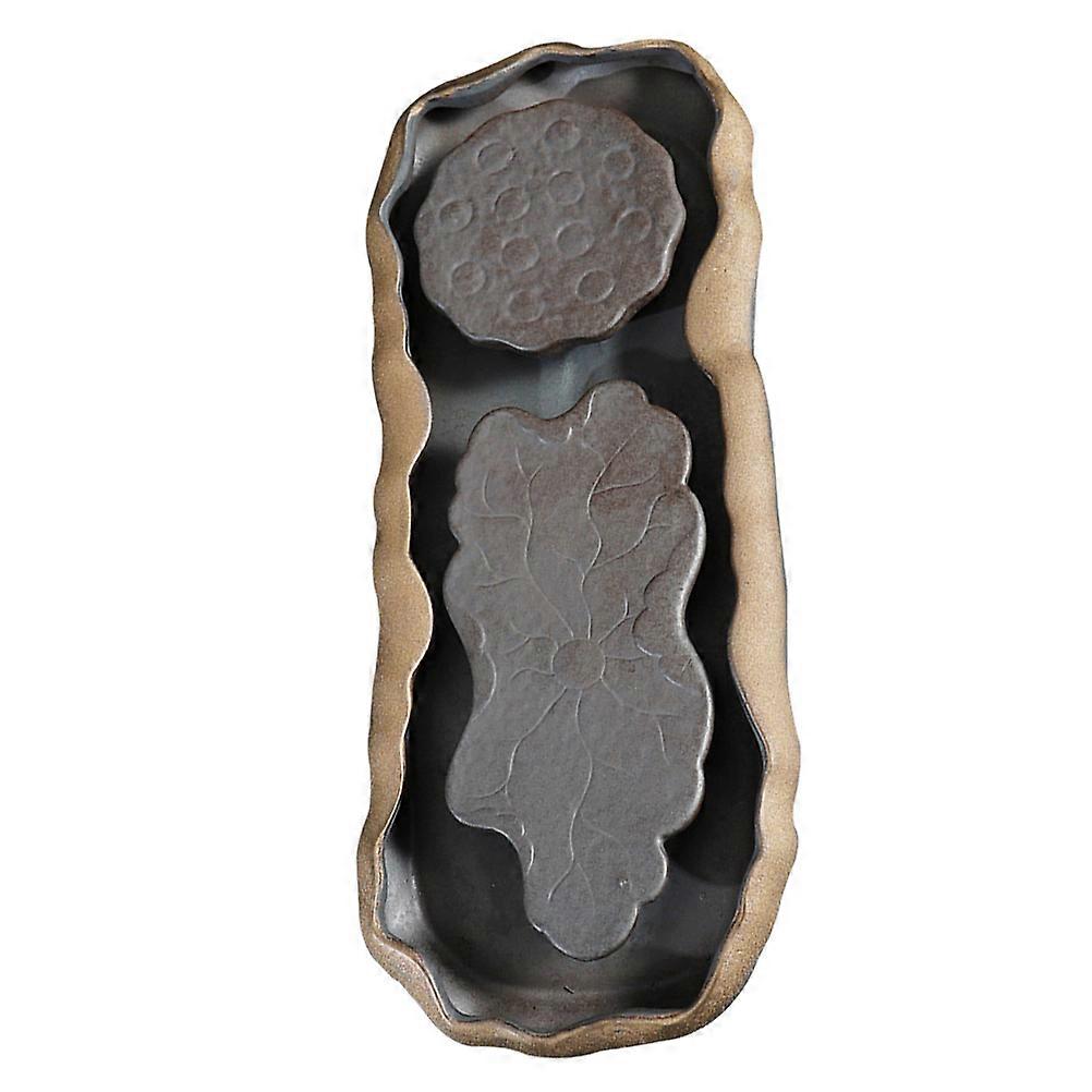 Elegant Ceramic Japanese Tea Serving Tray with Water Storage and Drainage Function
