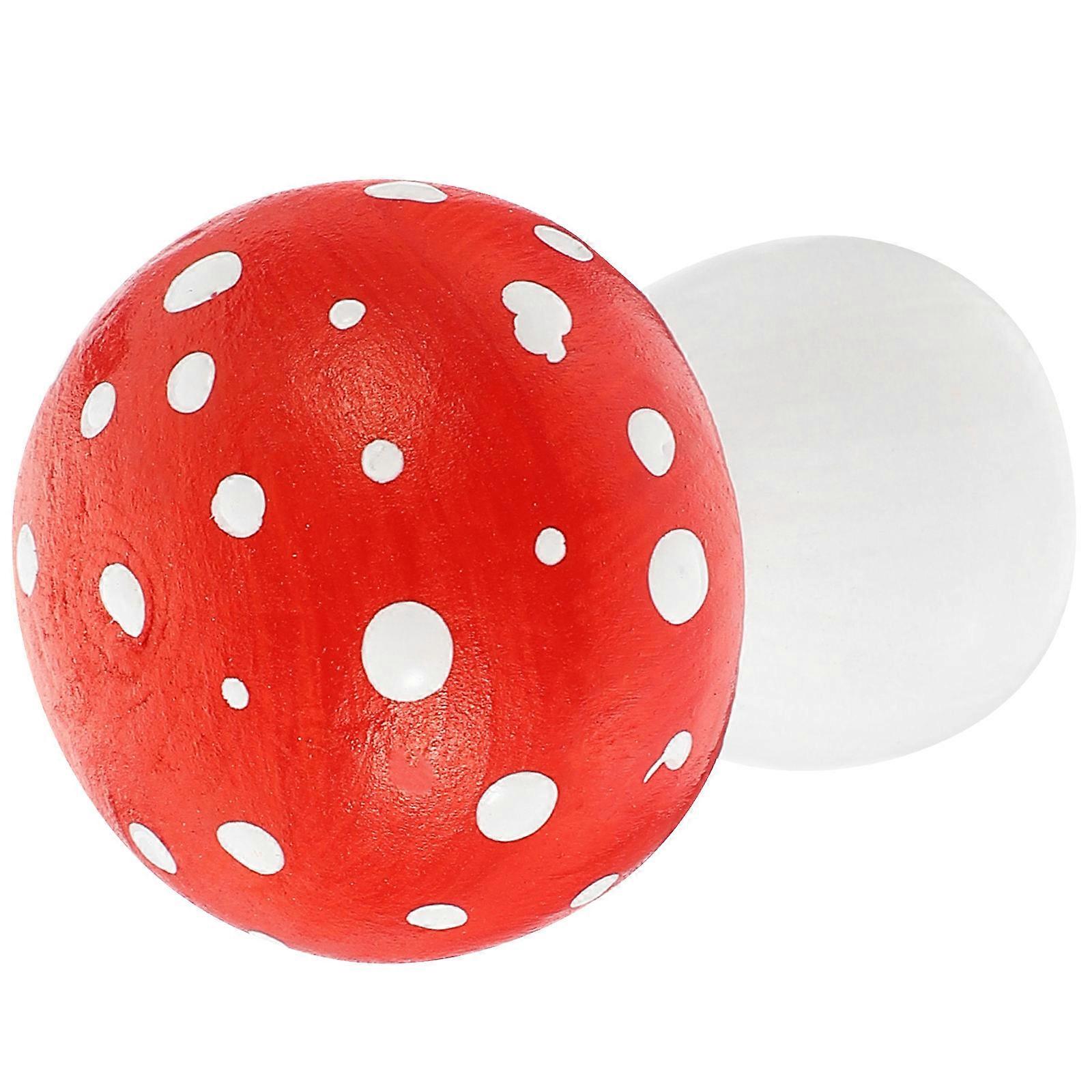 Cute Painted Wood Mushroom Statue Realistic Garden Ornament for Micro Landscape Home and Fairy Garden Decoration Craft Figurine