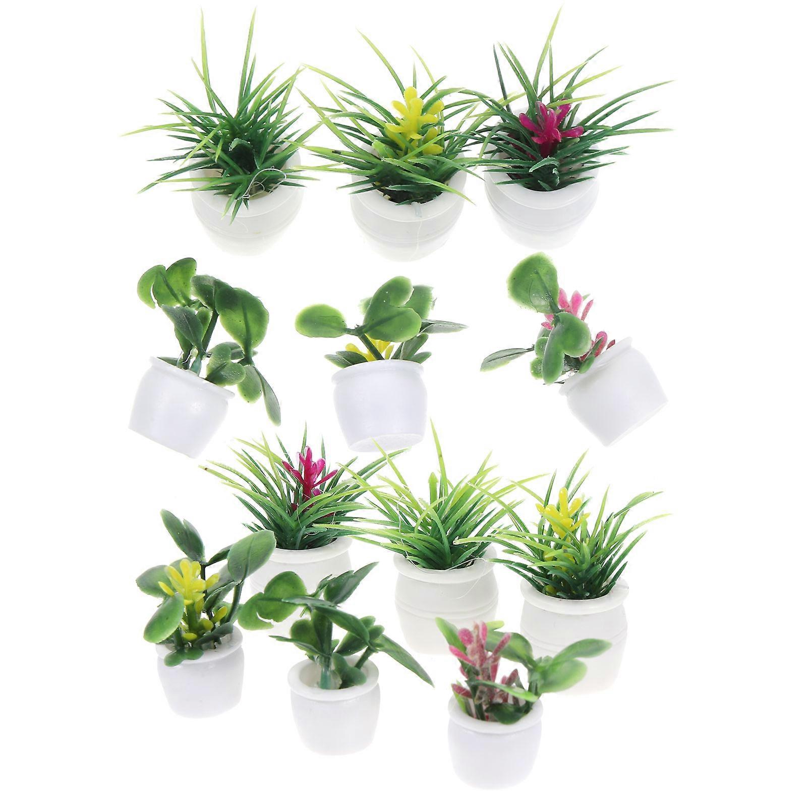 14pcs Miniature Bonsai Model Potted Plants Decor for Dollhouse, Realistic Garden Accessories for Micro Landscape DIY Crafting, Lightweight for Indoor