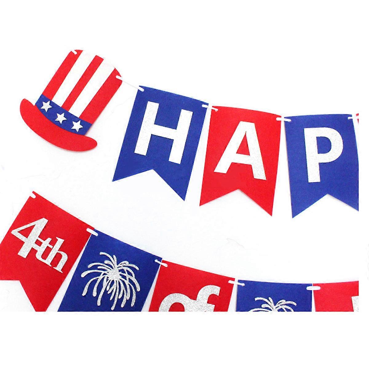 Celebration Bunting Flags for Independence Day Party Decoration Reusable Felt Assorted Color 4th of July Banner