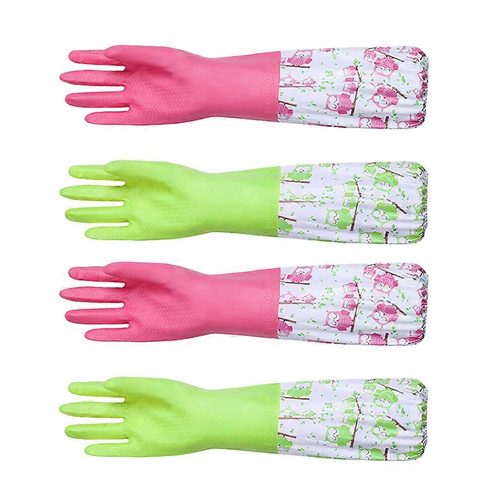 2 Pair PVC Dishwashing Gloves for Kitchen Cleaning Waterproof Household Use Assorted Color