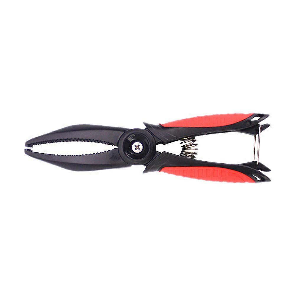 Fish Plier with Nonslip Handle for Fishing ABS Rubber Red Universal Practical Spring Design Gripper 7 inch