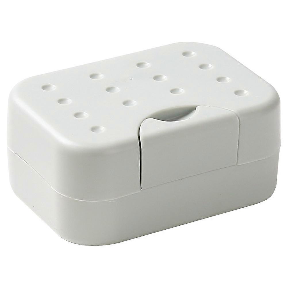 Soap Box Travel With Lid Drainage Portable White 10.8x7.6cm 2Pcs