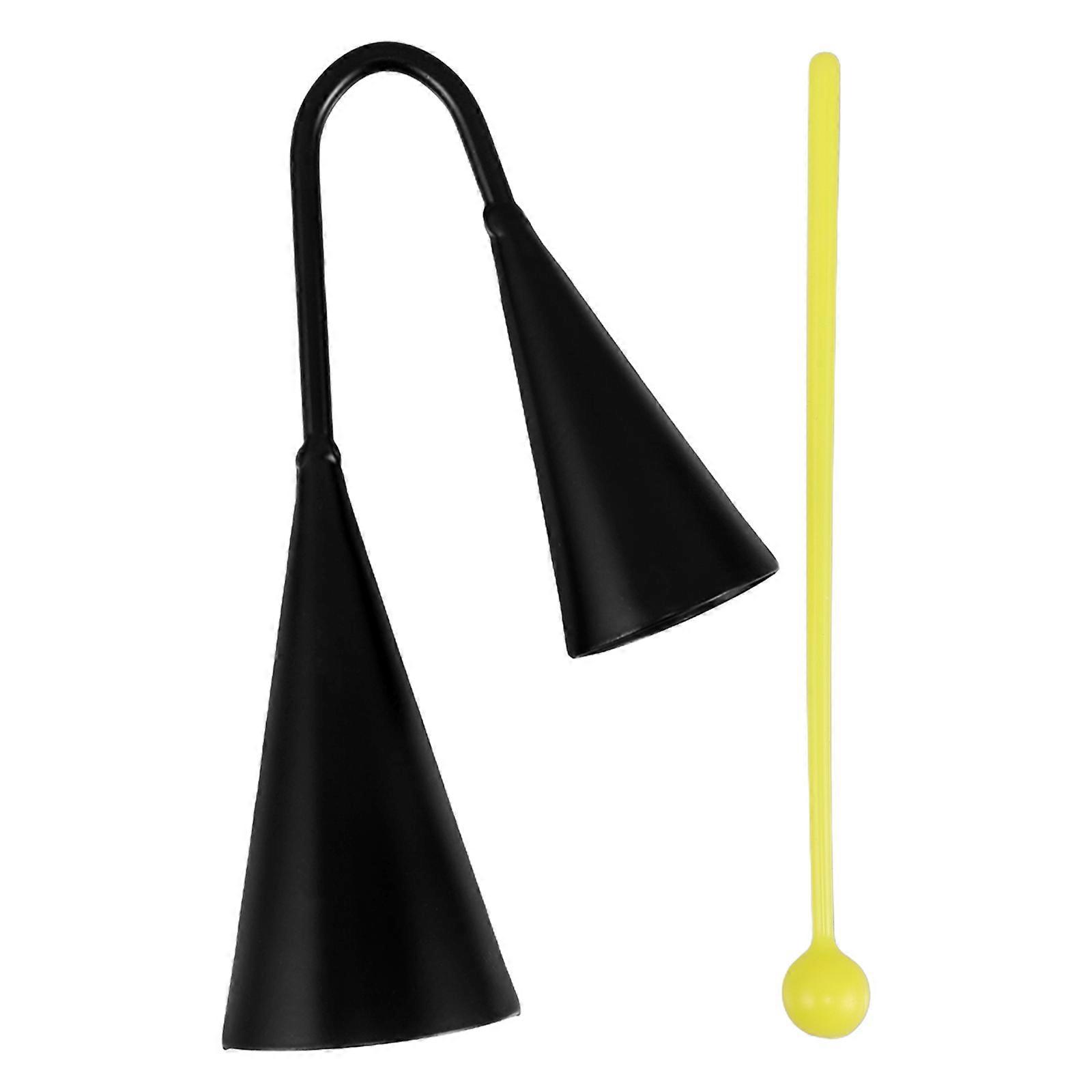 Cowbell Instrument With Stick Binaural Design For Development Of Rhythm Young Children 18.50X10.50X3.50CM 1Pcs