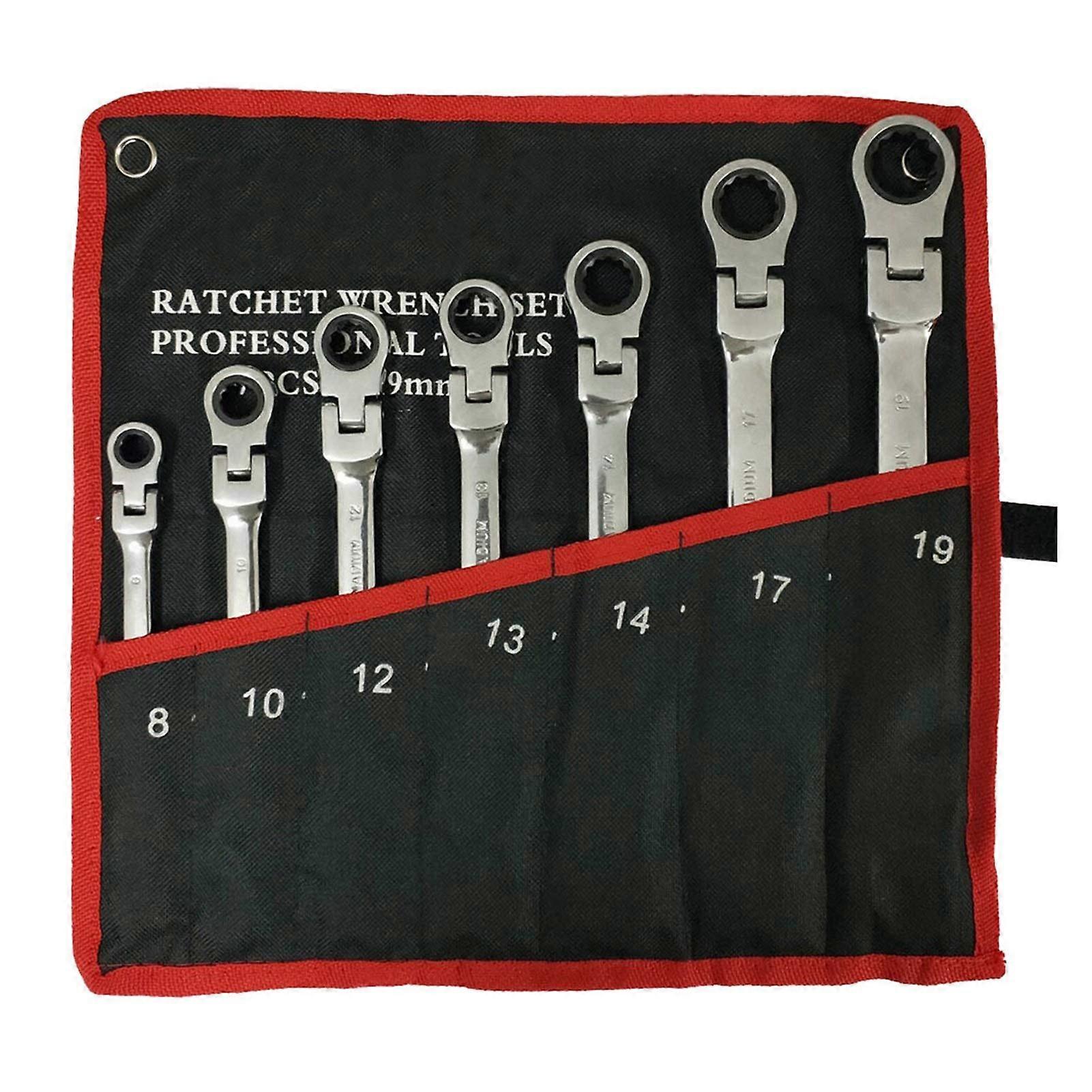 Ratchet Wrench 7-Piece Set, Mirror Type Socket Wrenches, Chrome Vanadium, Durable Auto Tool, Universal Car Tool