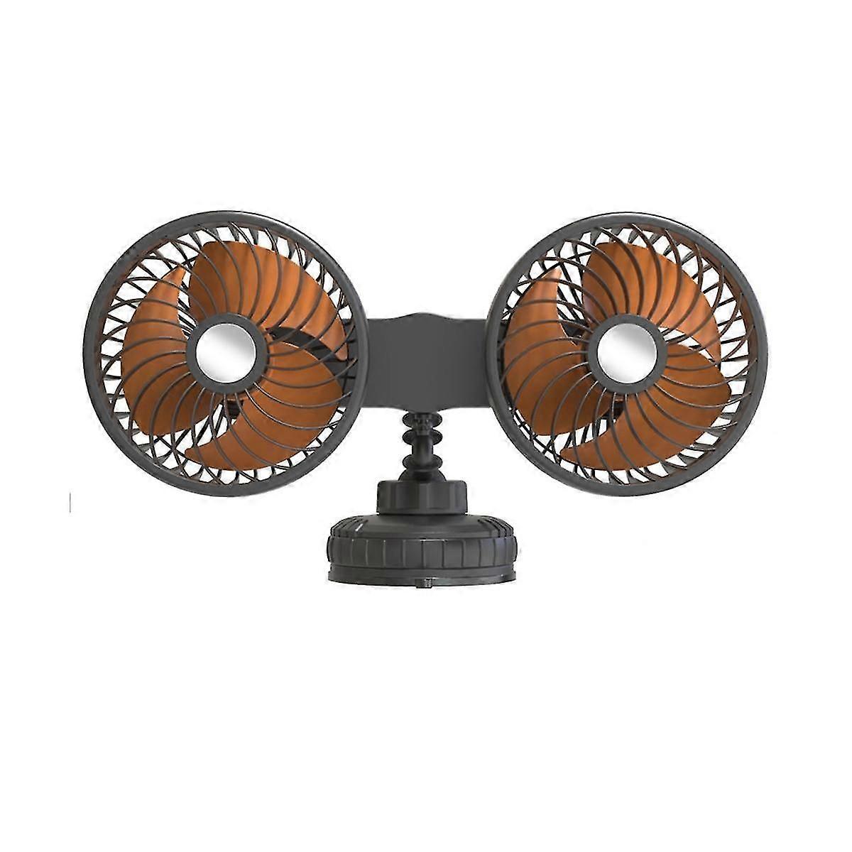 24v / 12v מאוורר לרכב קירור סירקולטור -סיבוב מיני ראש כפול טעינת USB מאווררי רכב חשמלי 3 מהירויות