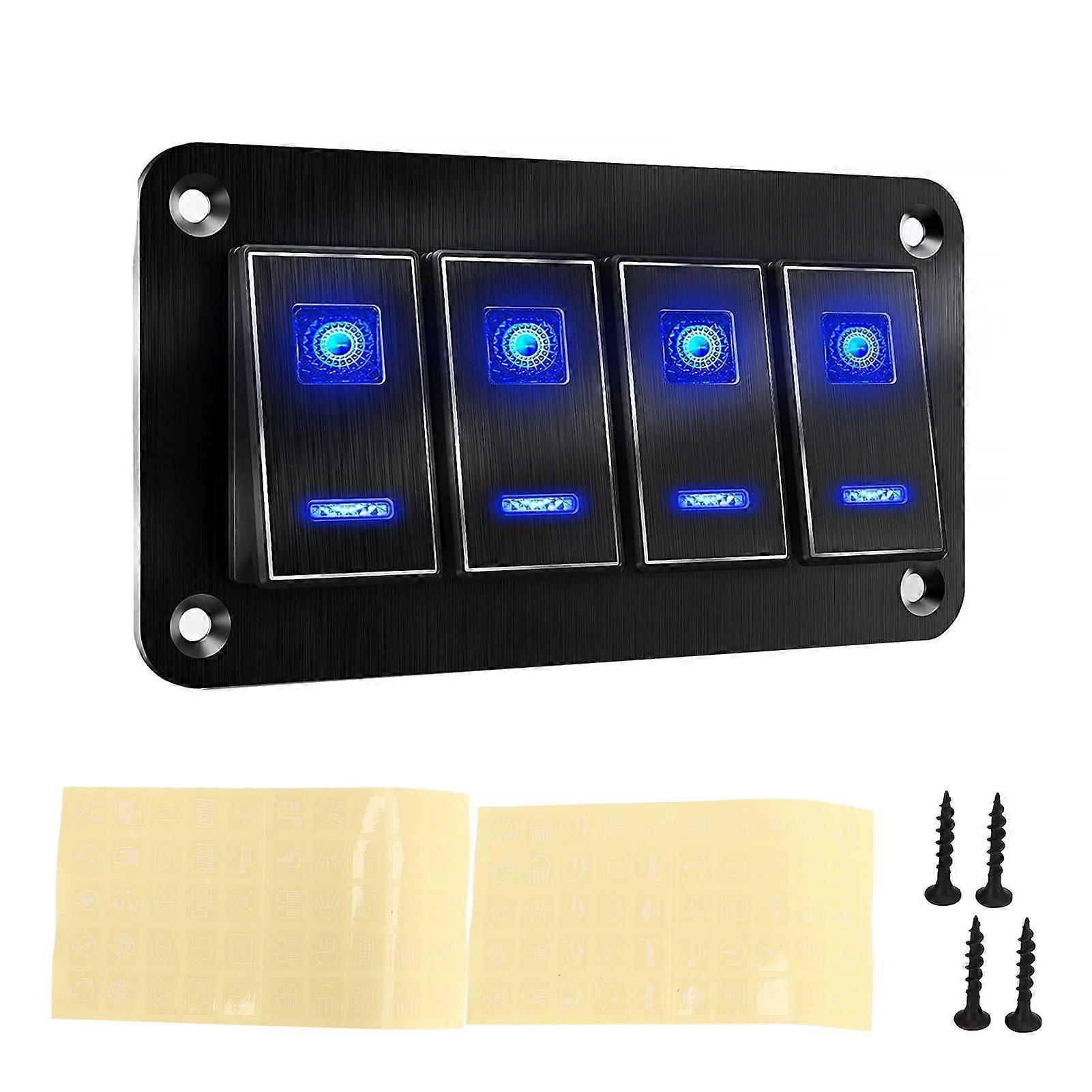 4 gang toggle switch panel pre wired for car RV motorcycle bus