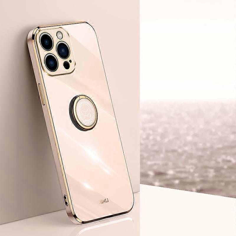 XINLI Straight Edge 6D Electroplate TPU Phone Case with Ring Holder