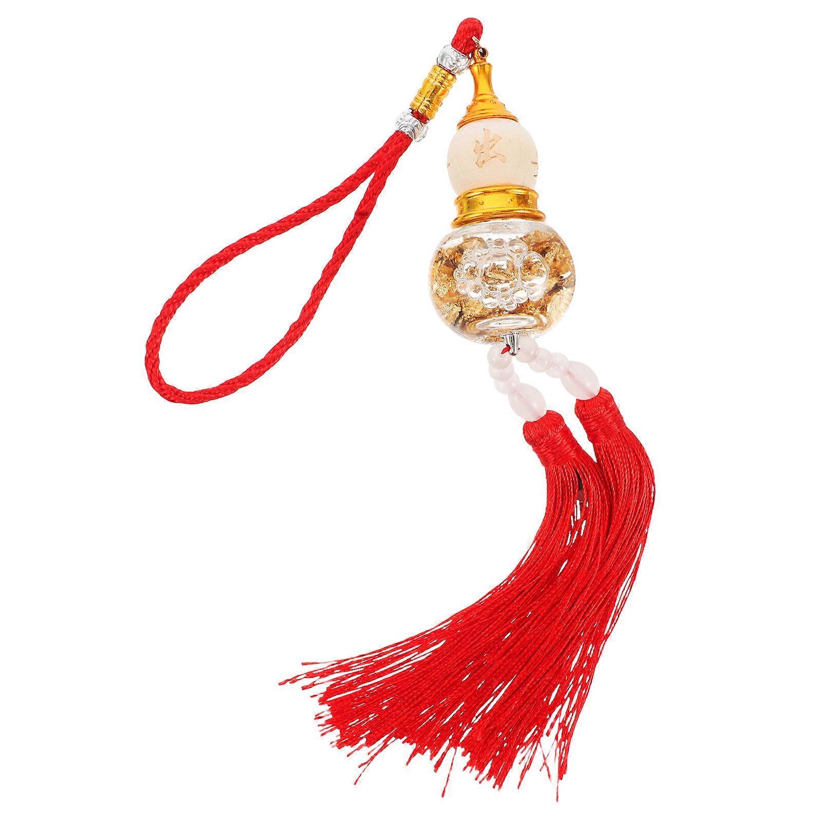 Elegant MultiColored Kawaii Gourd Car Pendant with BuiltIn Fragrance and Double Tassel Design for Car Use