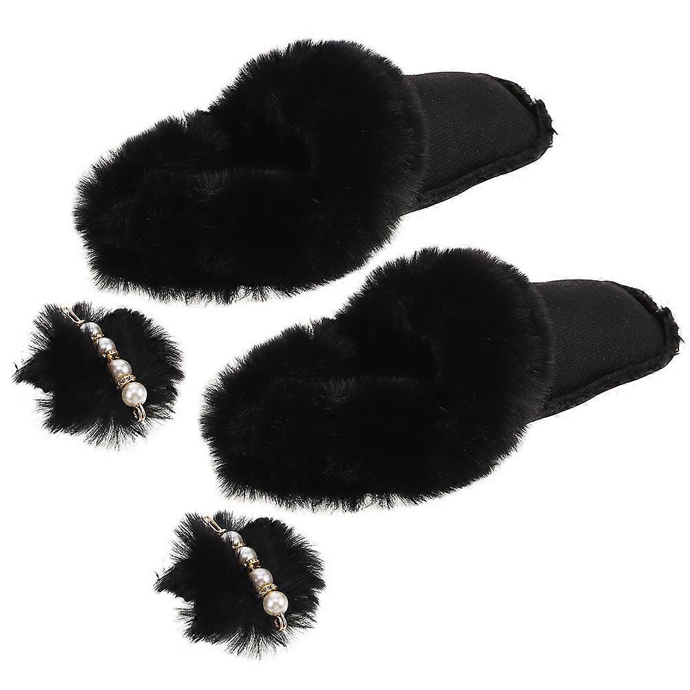 Boot Liners For Cold Pair Winter Shoes For Outdoor Activities Black Plush Lining Warmth 2Pcs
