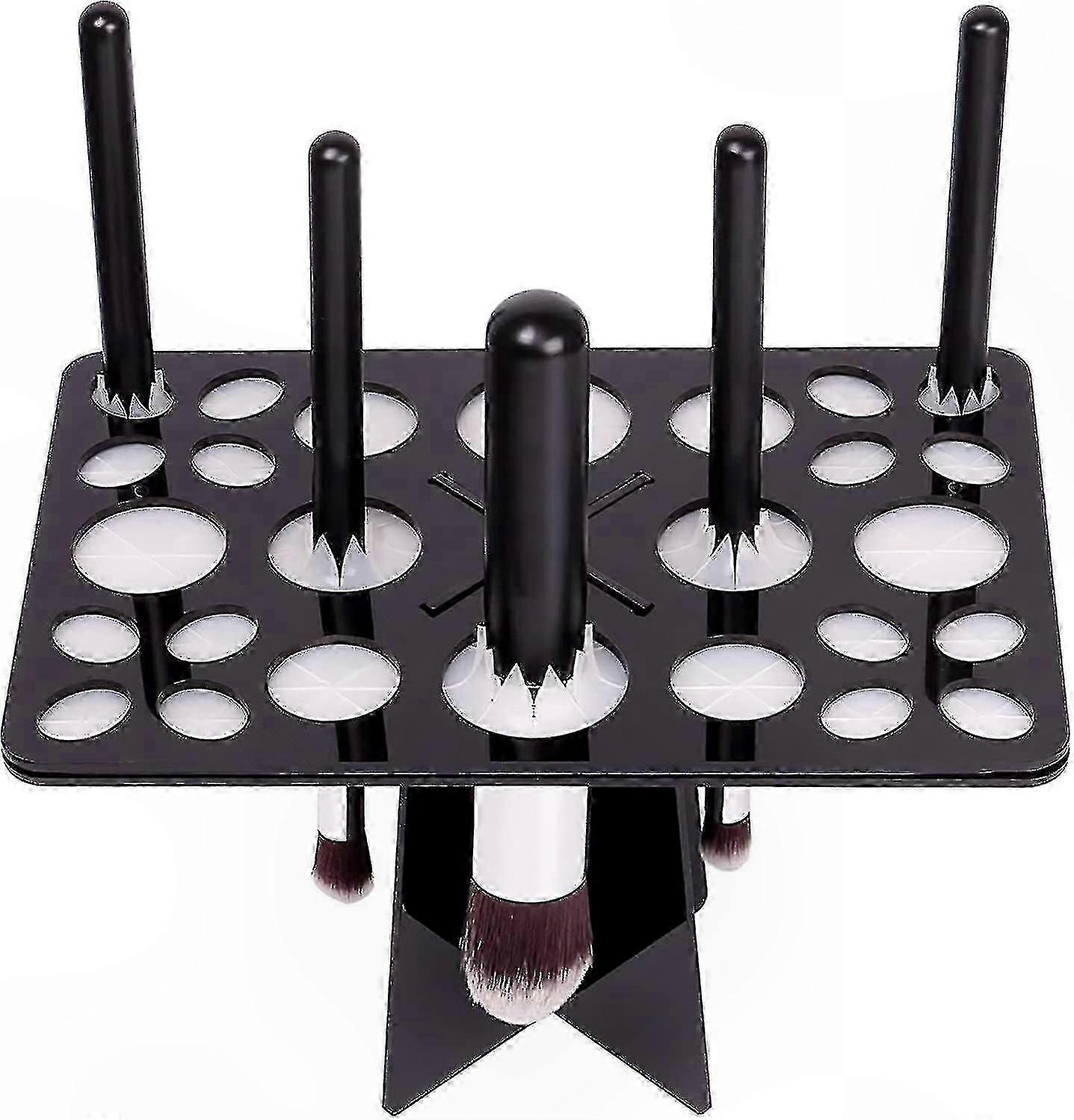 Compact Foldable Makeup Brush Holder with Drying Rack for Portable Storage Organization Solution