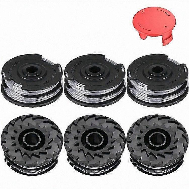 6PCS Lawn Mower Trimmer Spools with 9 + 1 Protection Cap for Bosch-Compatible Models