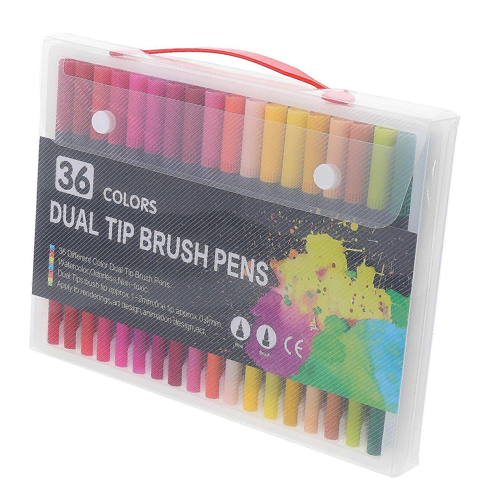 Watercolor Paint Pens 36Pcs Dual Tip Marker Pen Assorted Color Essential For Artists Painters School Use Outlining