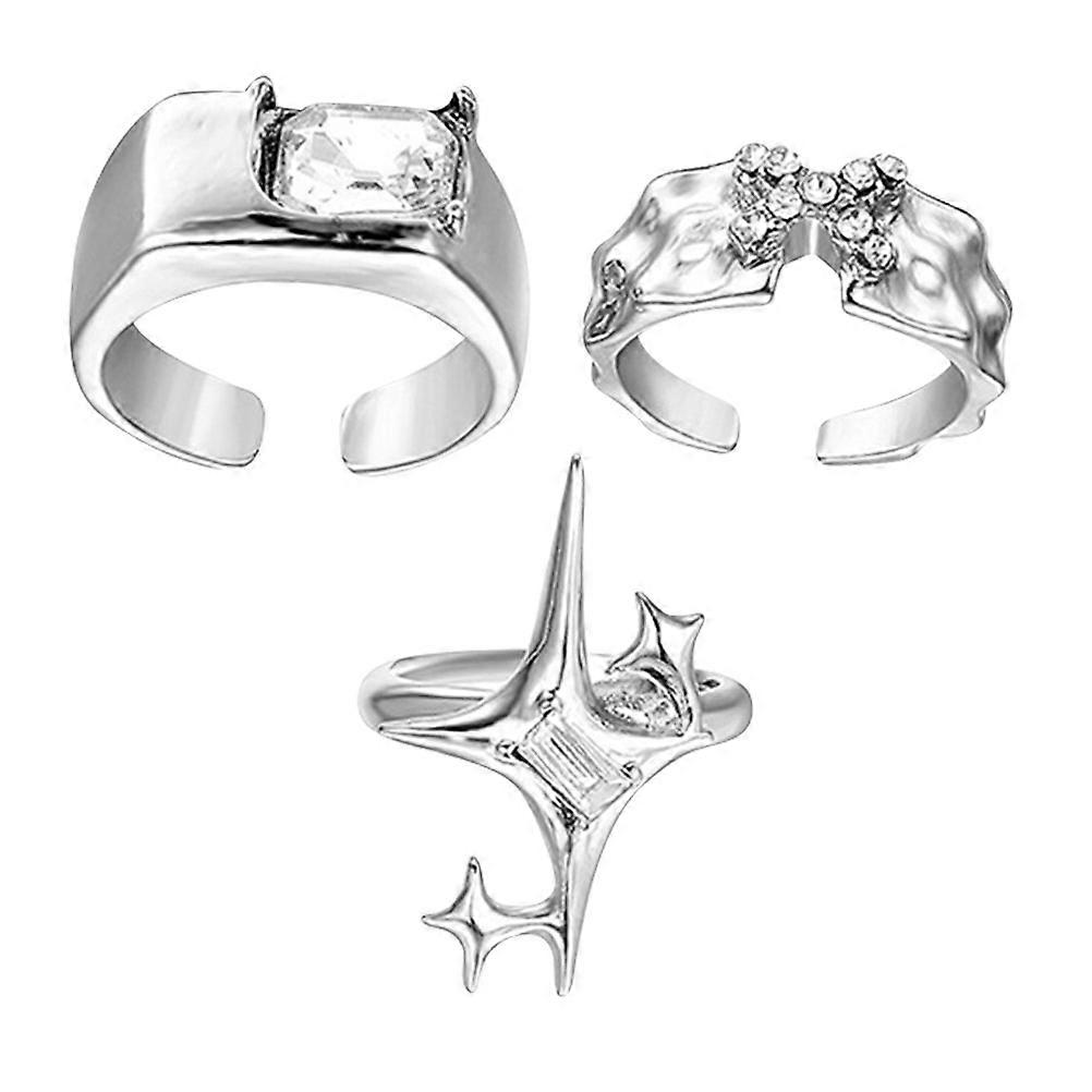 Here's a refined product description for your **3pcs Triple Shiny Open Rings Set**:

 

✨ **3pcs Triple Shiny Open Rings for Women** ✨ 
Add a touch