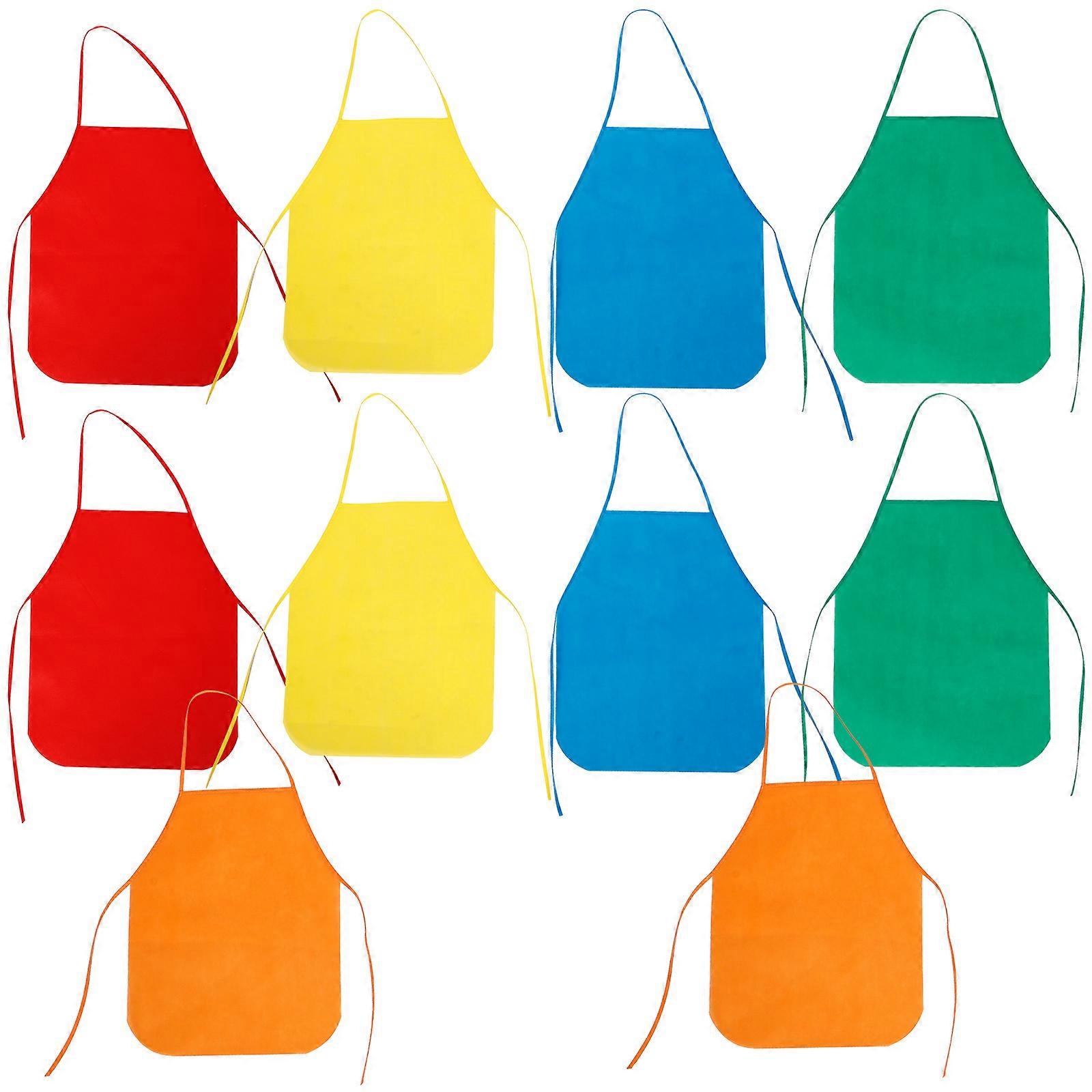 10pcs Non Woven Kids Artist Aprons Reusable Fabric Protection for Children
