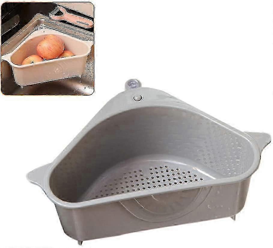 Sink Organiser, Triangular Sink Drain Shelf Drain Rack Storage Holder Grau Hr