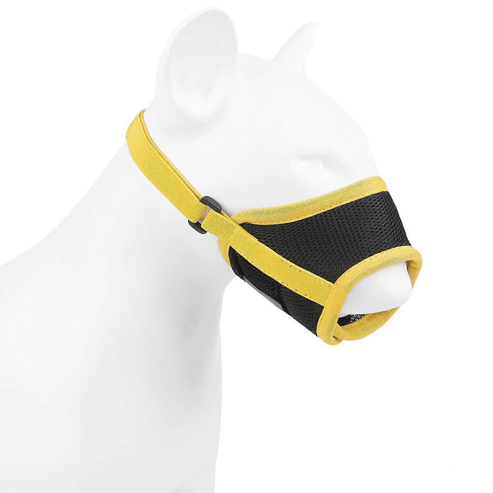 Muzzle for Dogs Small Size, Adjustable Breathable Loop Muzzle, Safe Quick Fit to Prevent Biting Chewing Barking Yellow
