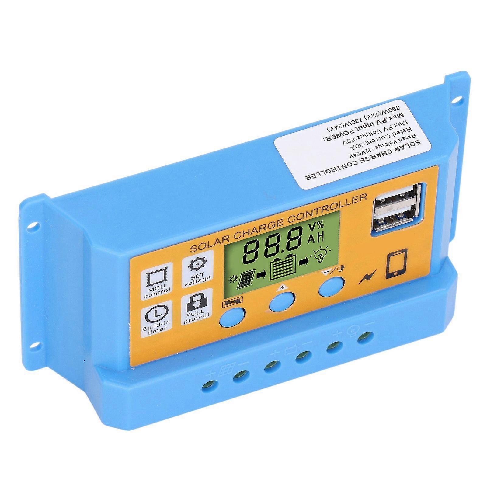 Solar Controller Digital Display Solar Panel Charge Controller Battery Intelligent Regulator 12V 24V30A  390W(12V)   780W(24V) 