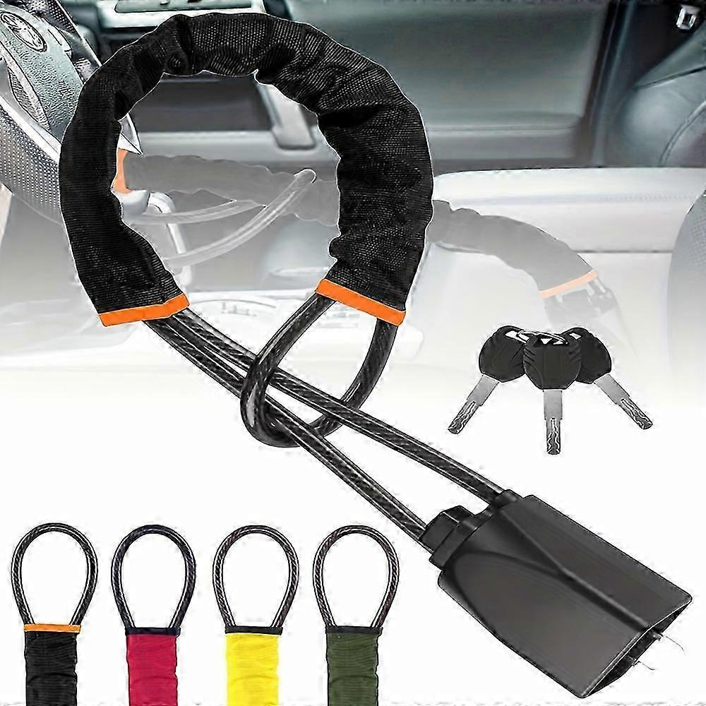 قفل عجلة قيادة السيارة العالمي ، جهاز مضاد للسرقة ، قفل مشبك حزام الأمان ، قفل كابل فولاذي ، قفل حبل سلكي ، مناسب لمعظم المركبات