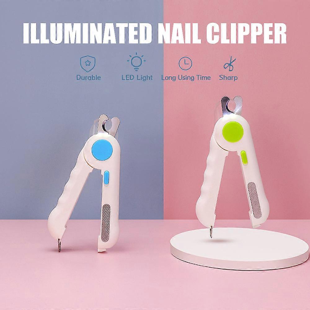 Cat Dog Nail Clipper and File with LED Light Anti-Slip Handle Nail Trimmer Claw Clipper