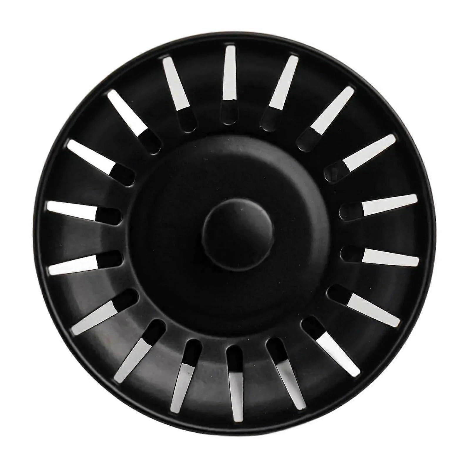 78mm Black Kitchen Sink Replacement Drain Waste Filter Plug, Stainless Steel Basin Strainer