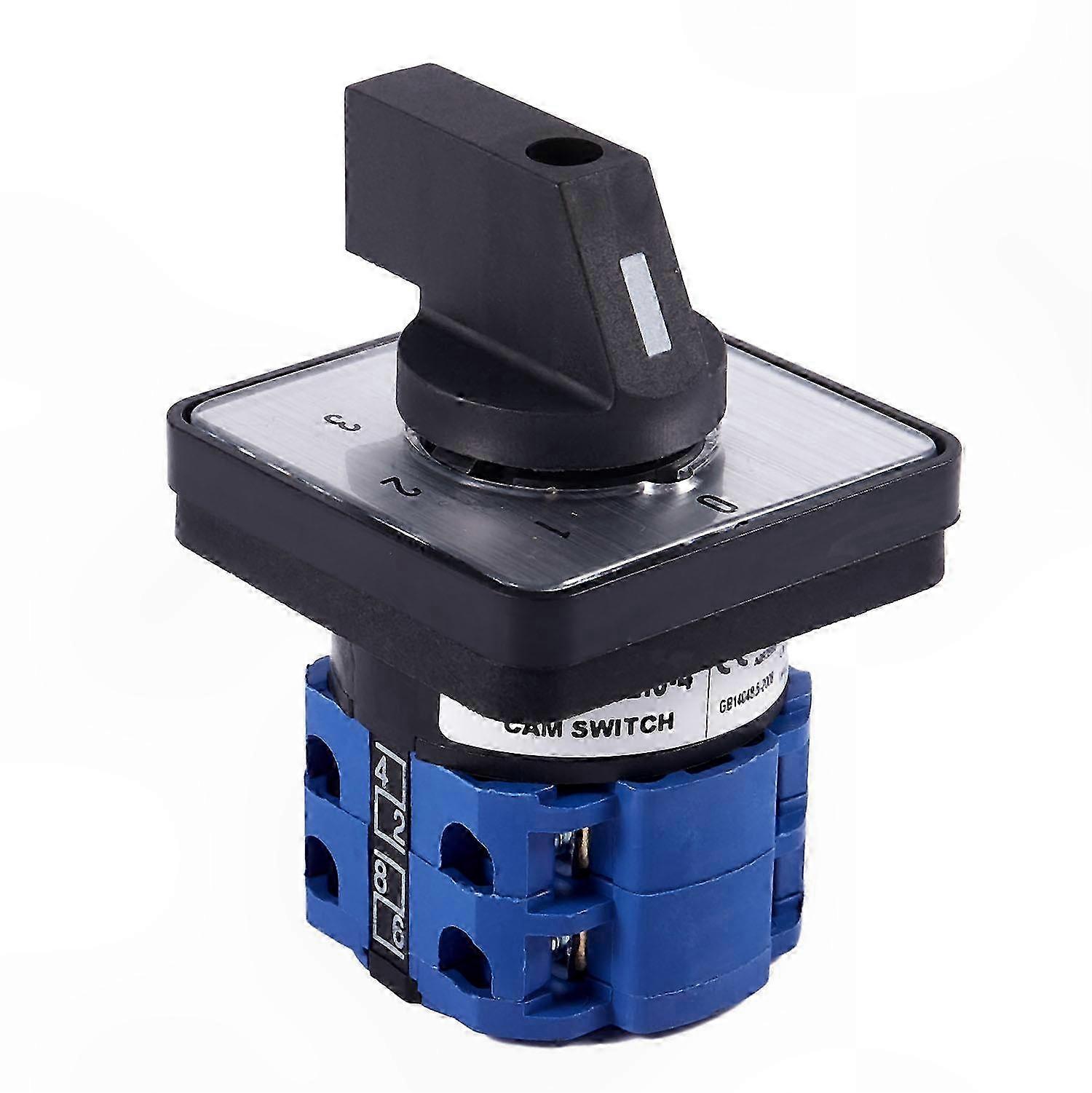 5-Position 8-Terminal Cam Switch, 20A Black and Blue Control Unit for Electrical Systems