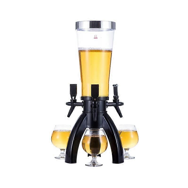 Beer Tower Dispenser With Three Taps, 3 L Capacity, Easy To Clean Beverage Tower For Parties And Bars, Color A