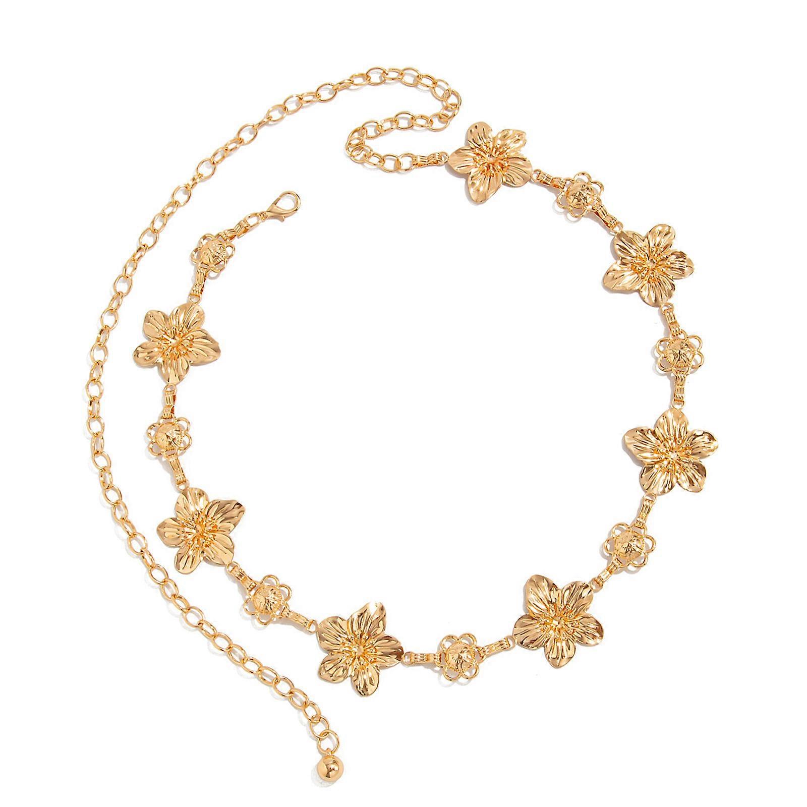 Stylish 3D Florals Waist Jewelry Smooth Iron Crafted Body Chain with Adjustable Length For Casual Formal Event Multicolor