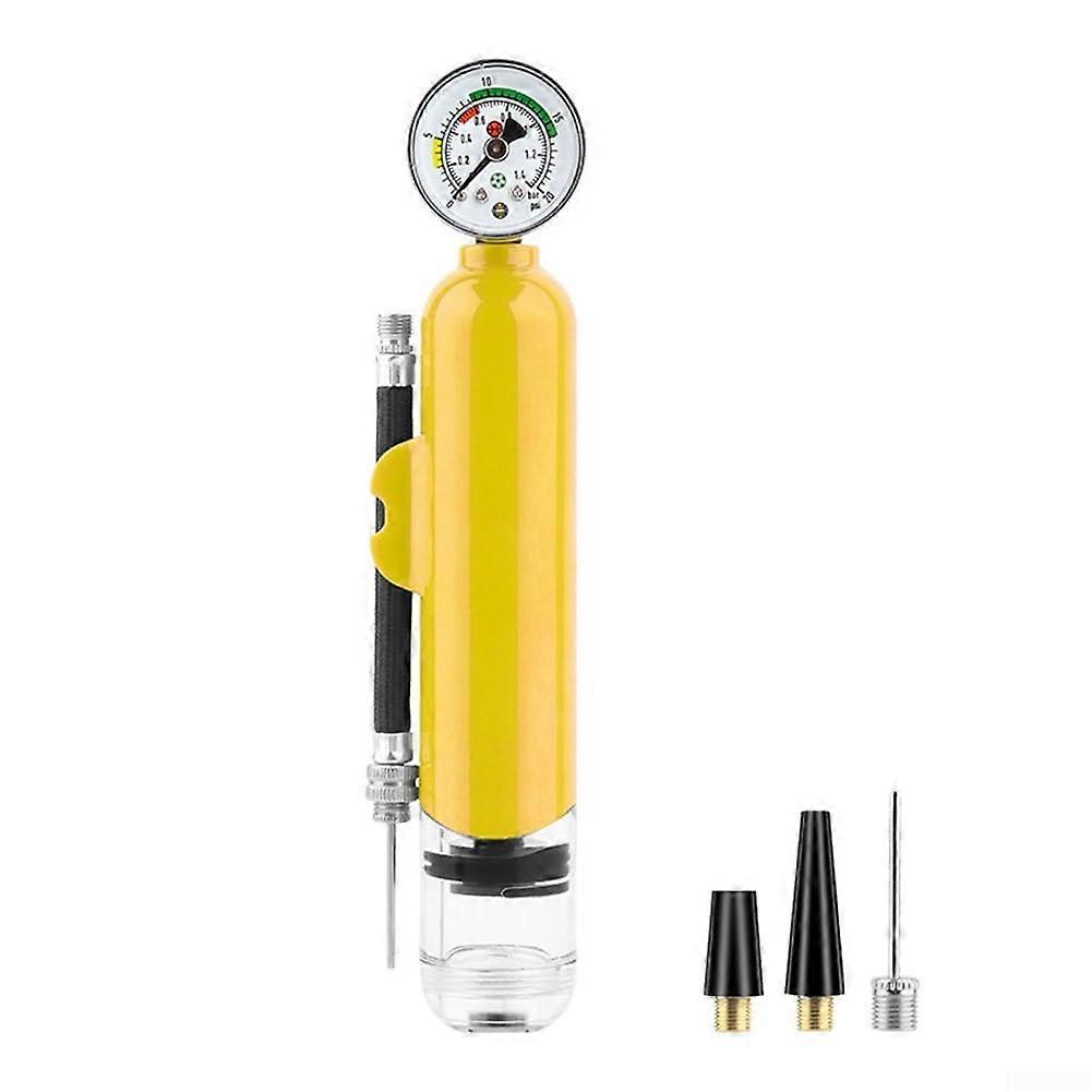 Ball Pump With Air Pressure Gauge, Compact Portable MultiFunction Ball Inflator For Basketballs And More, Yellow