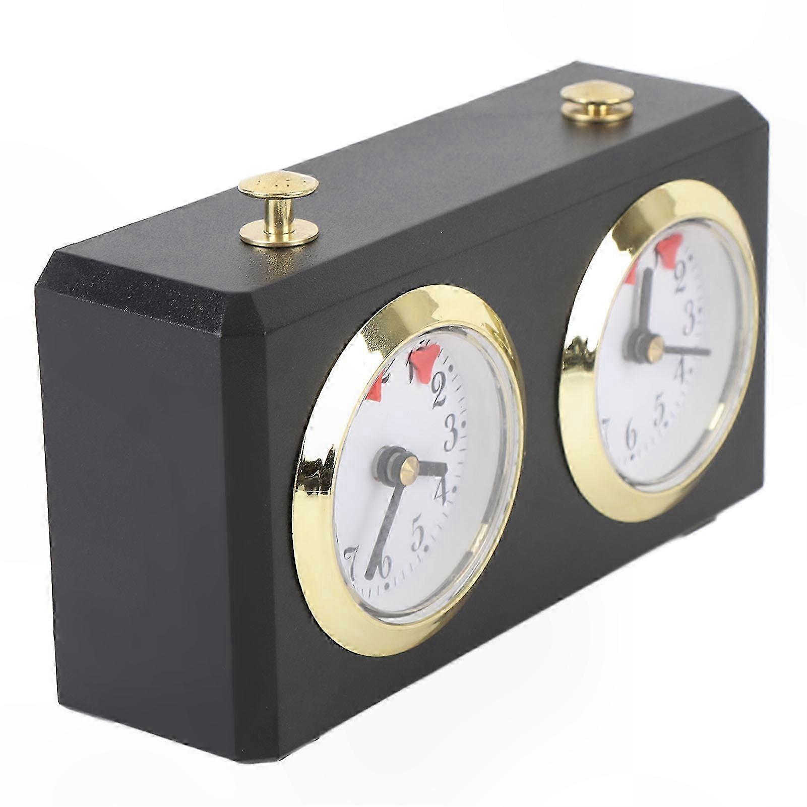 Vintage Analog Chess Timer with Large Dials Wind-Up Mechanism for Board Games Black